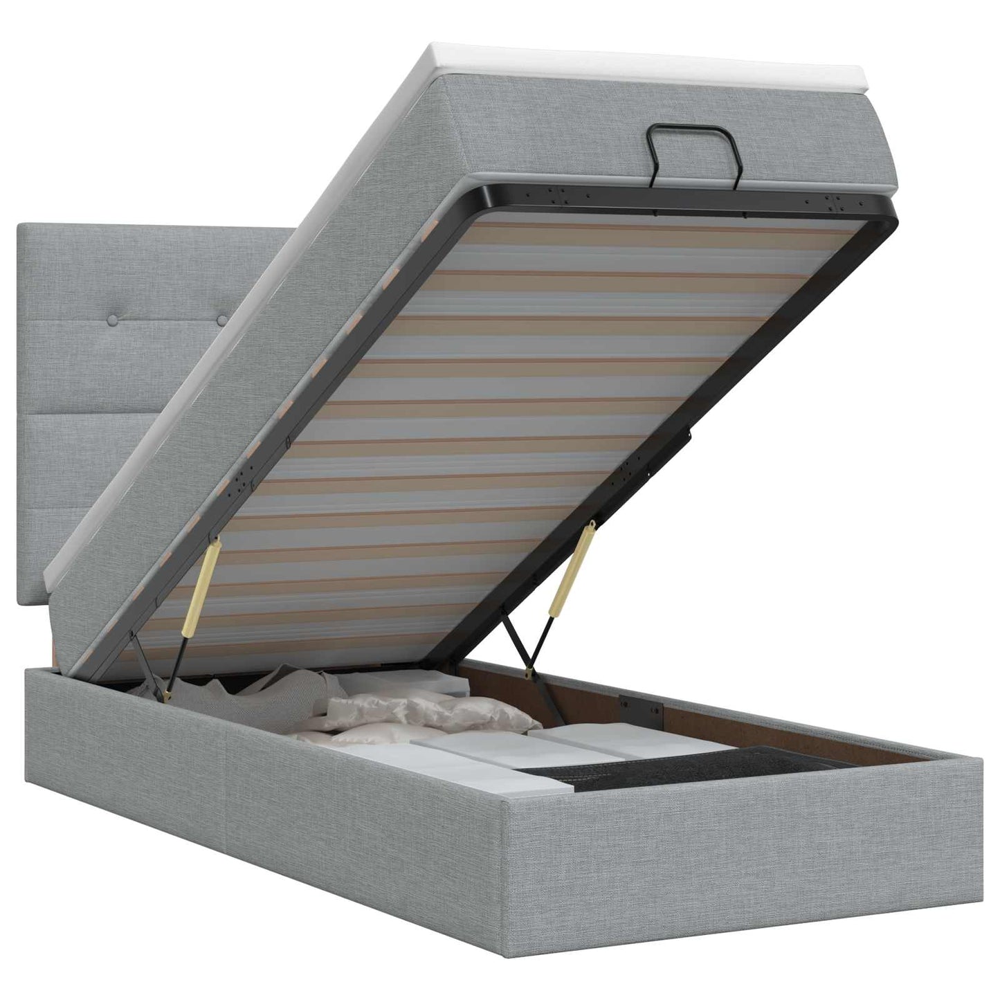 vidaXL Κρεβάτι Ottoman με στρώμα Ανοιχτό γκρι 80 x 200 cm Ύφασμα