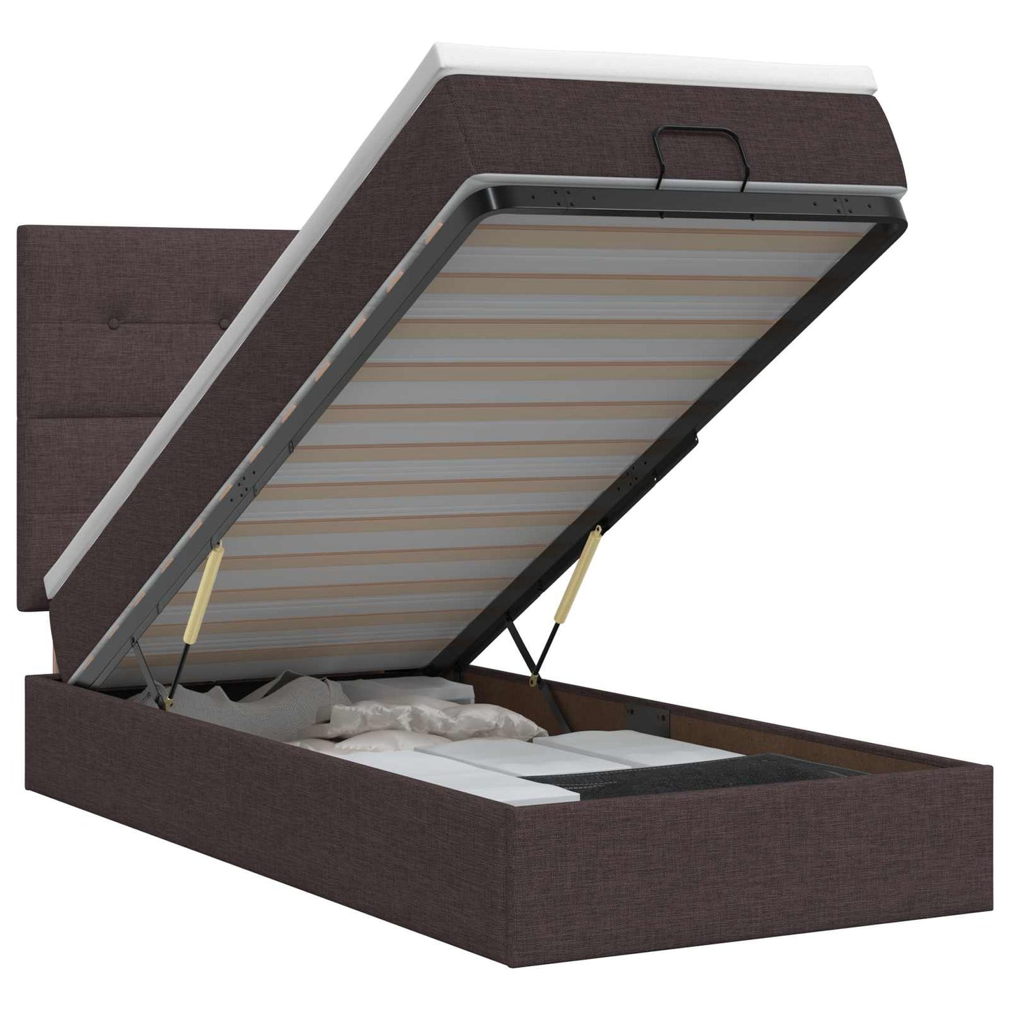 vidaXL Κρεβάτι Ottoman με στρώμα Σκούρο Καφέ 90 x 200 cm Ύφασμα