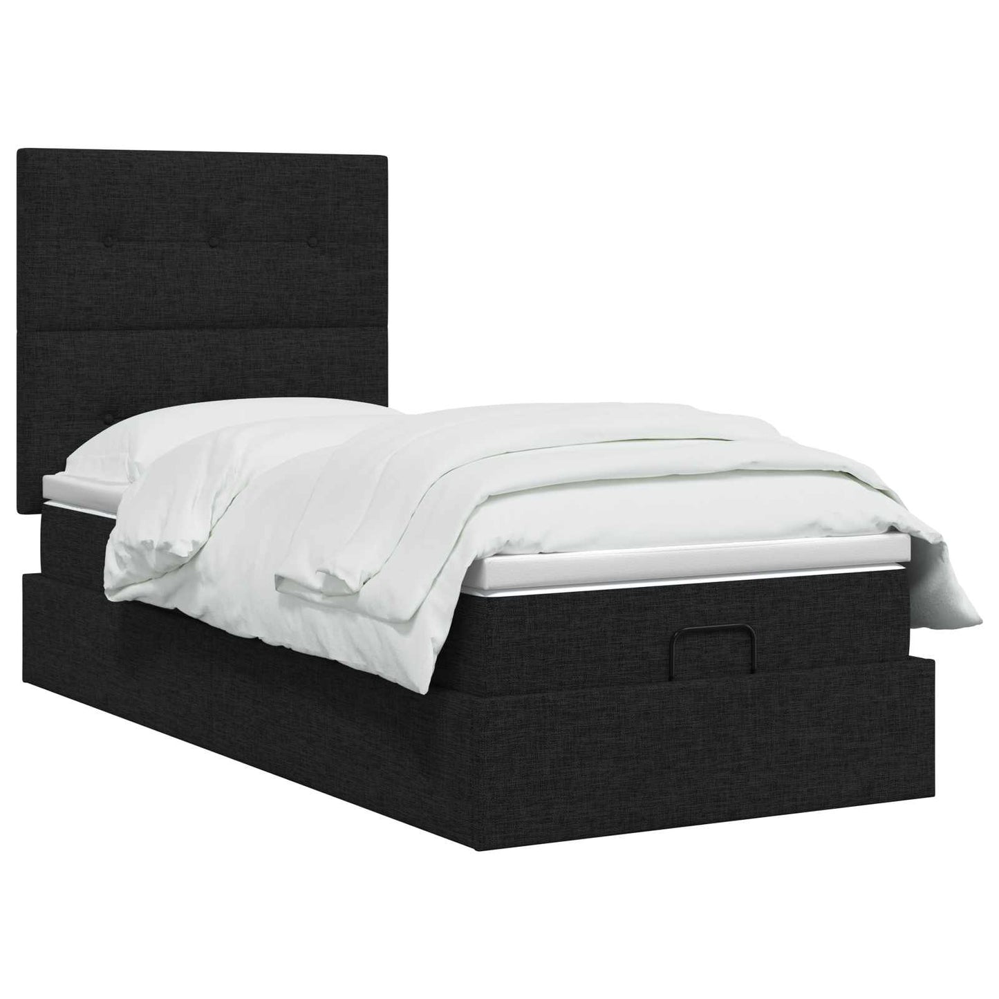 vidaXL Κρεβάτι Ottoman με στρώμα με κεφαλάρι Μαύρο 100 x 200 cm Ύφασμα