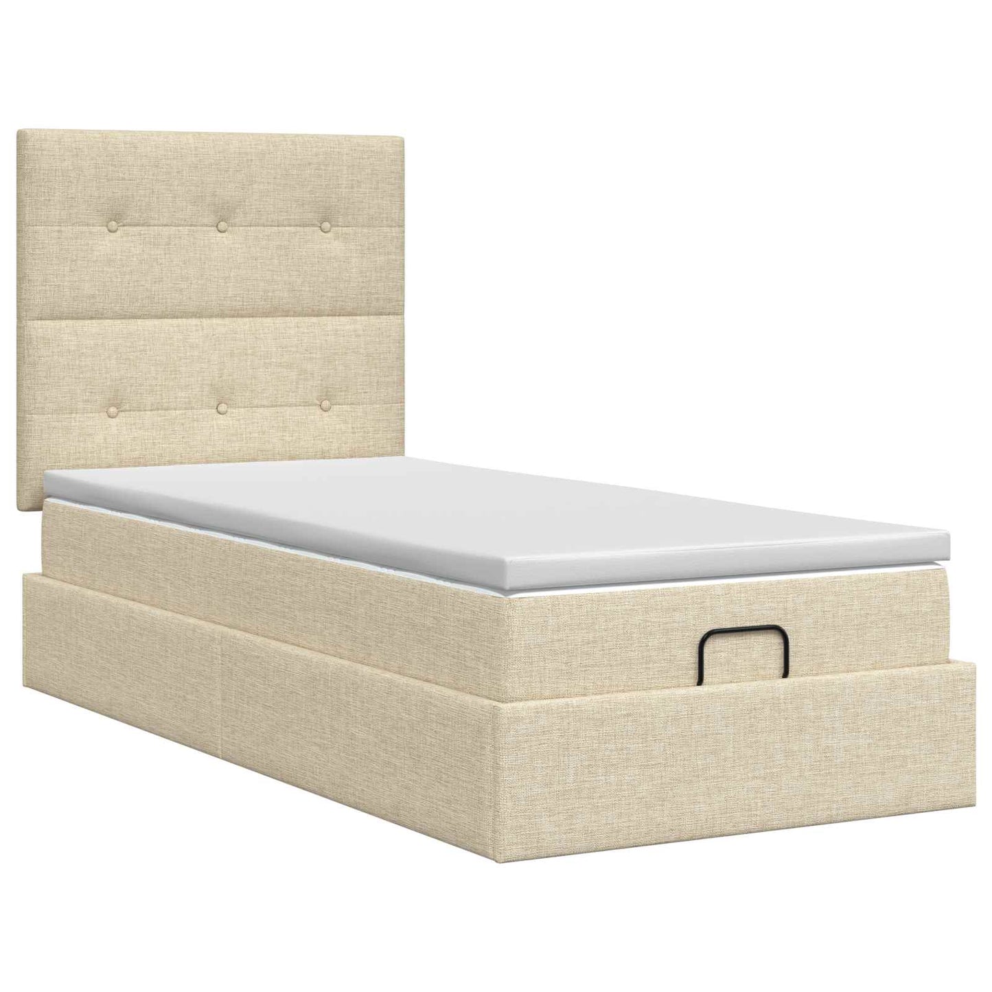 vidaXL Κρεβάτι Ottoman με στρώμα με κεφαλάρι Κρεμ 100 x 200 cm Ύφασμα