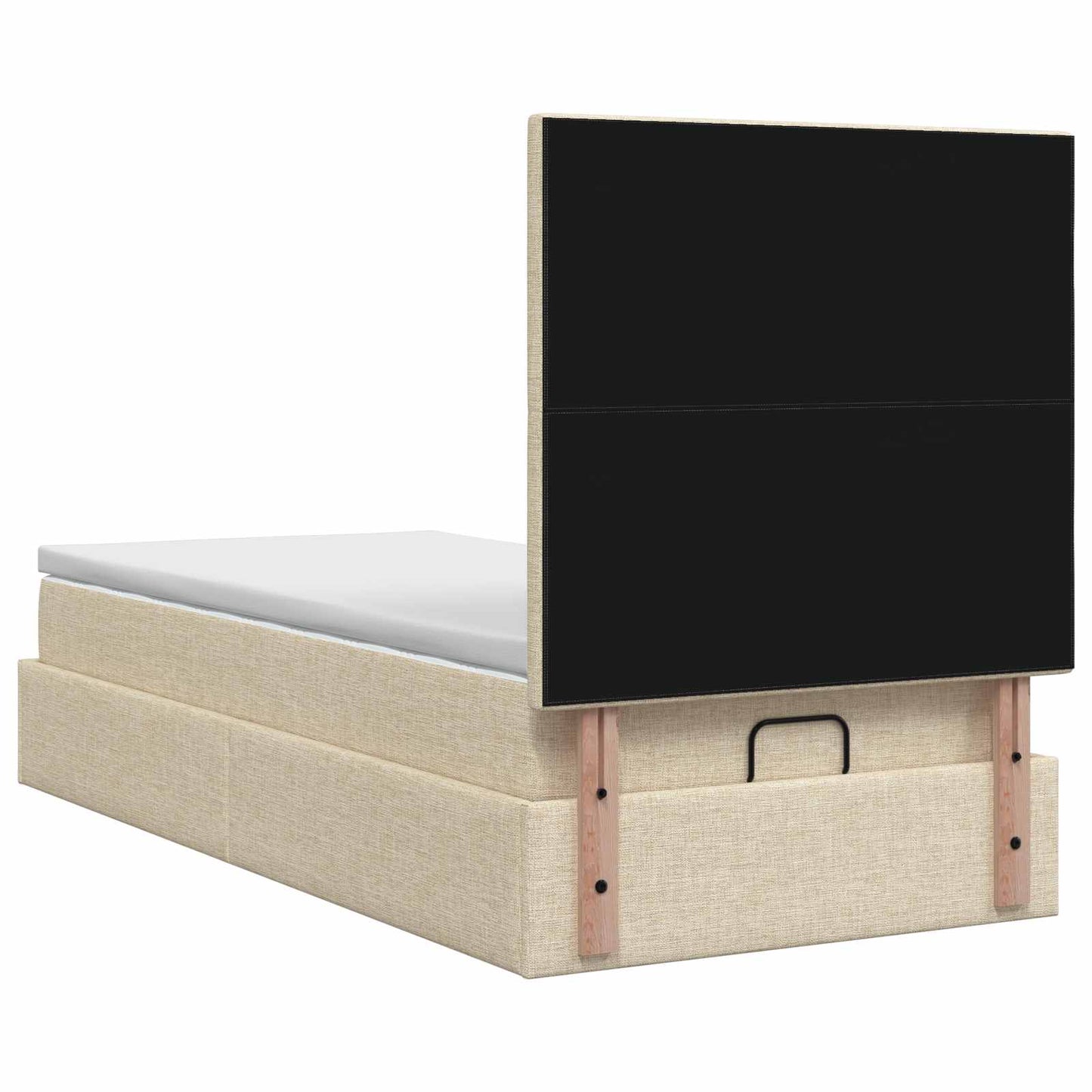 vidaXL Κρεβάτι Ottoman με στρώμα με κεφαλάρι Κρεμ 100 x 200 cm Ύφασμα