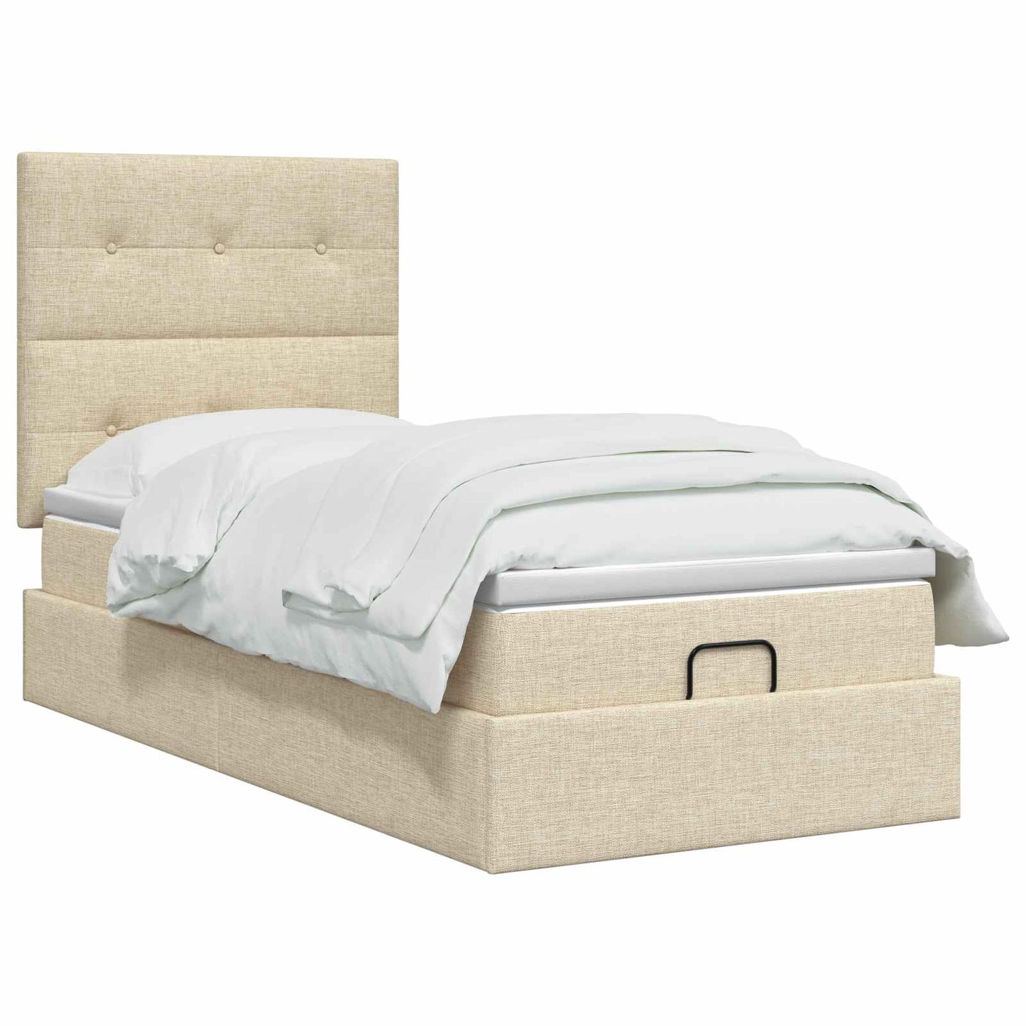 vidaXL Κρεβάτι Ottoman με στρώμα με κεφαλάρι Κρεμ 100 x 200 cm Ύφασμα