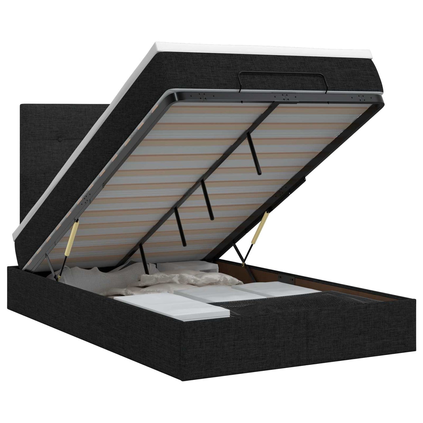 vidaXL Κρεβάτι Ottoman με στρώμα με κεφαλάρι Μαύρο 120 x 200 cm Ύφασμα