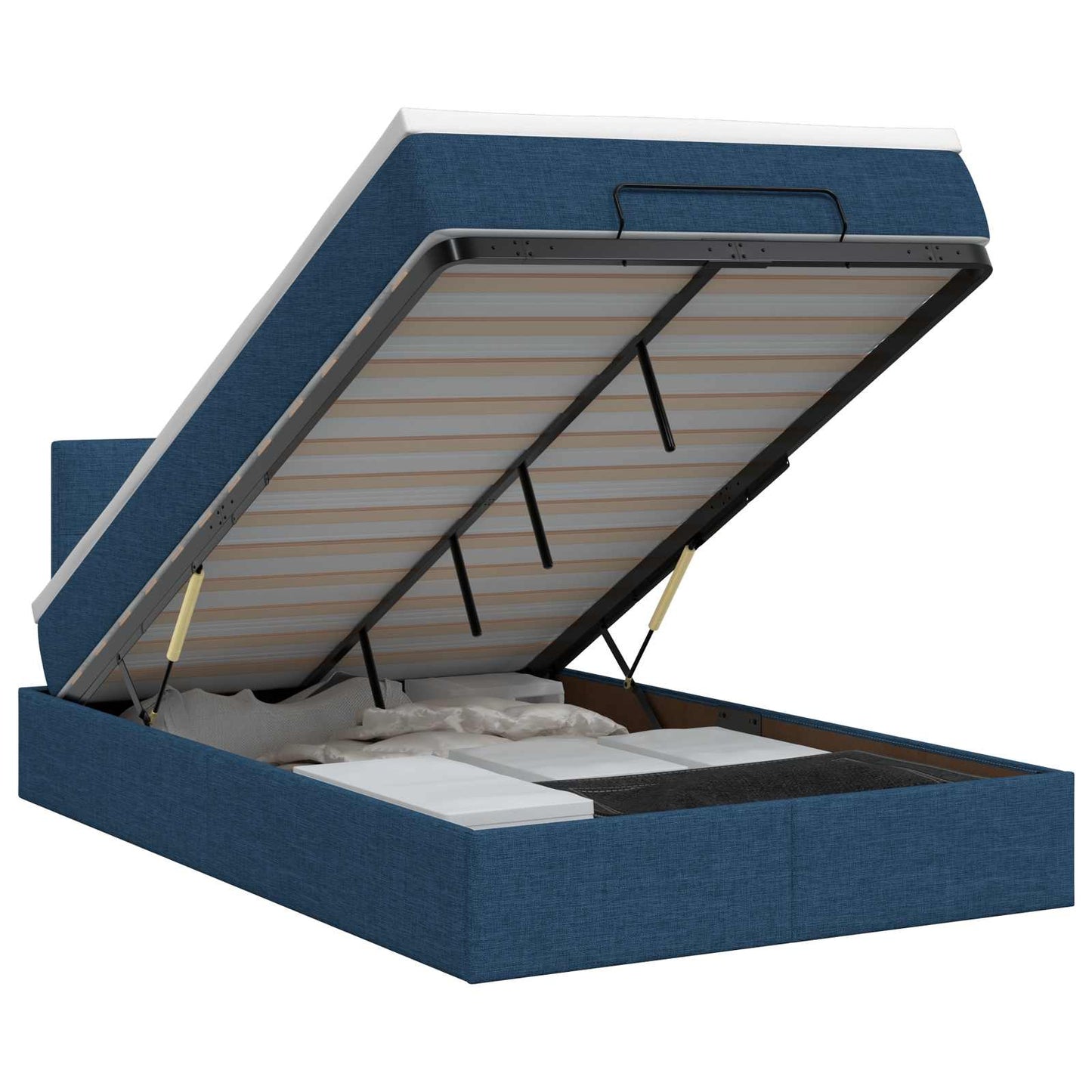vidaXL Κρεβάτι Ottoman με στρώμα με κεφαλάρι Μπλε 120 x 200 cm Ύφασμα