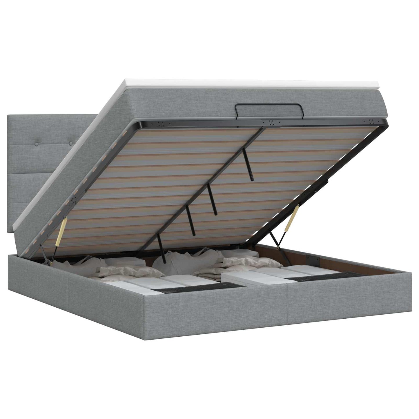 vidaXL Κρεβάτι Ottoman με στρώμα Ανοιχτό γκρι 140 x 190 cm Ύφασμα