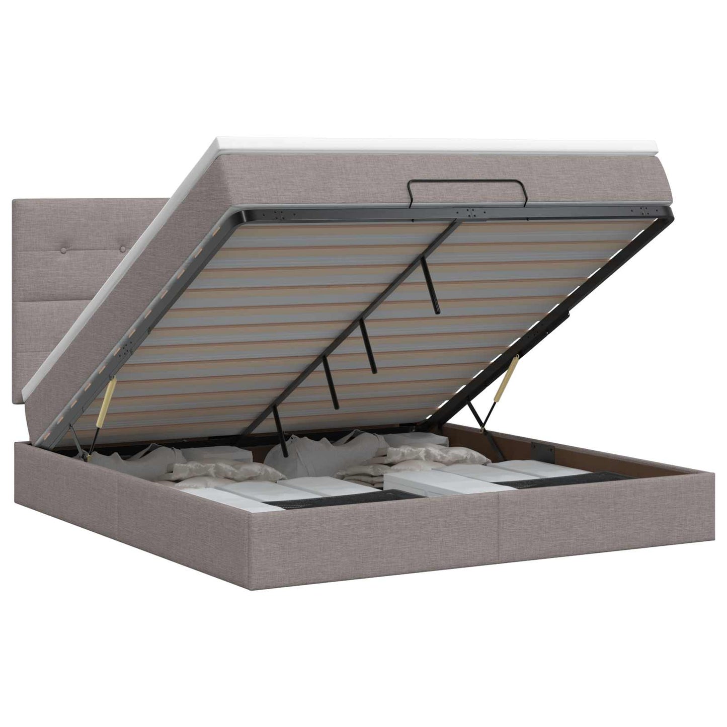 vidaXL Κρεβάτι Ottoman με στρώμα με κεφαλάρι Taupe 140 x 190 cm Ύφασμα