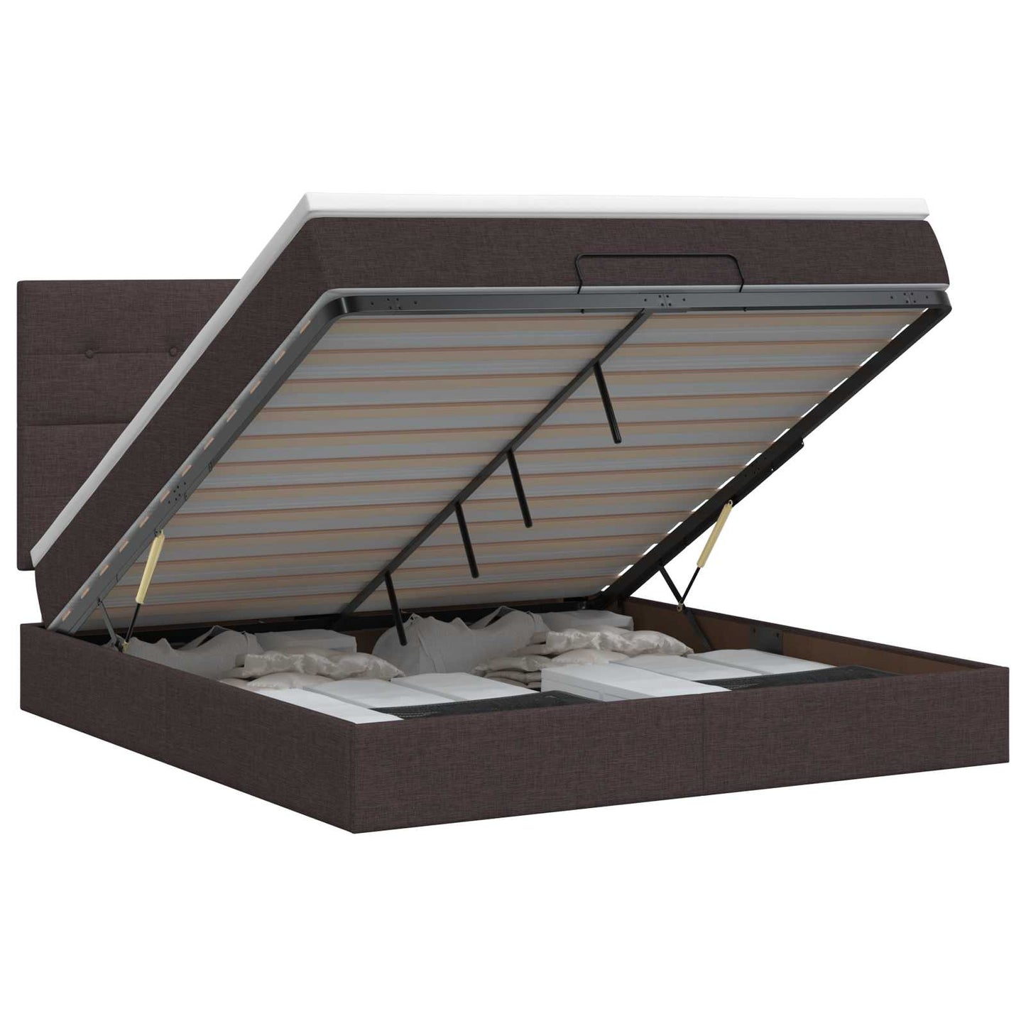 vidaXL Κρεβάτι Ottoman με στρώμα Σκούρο Καφέ 140 x 200 cm Ύφασμα