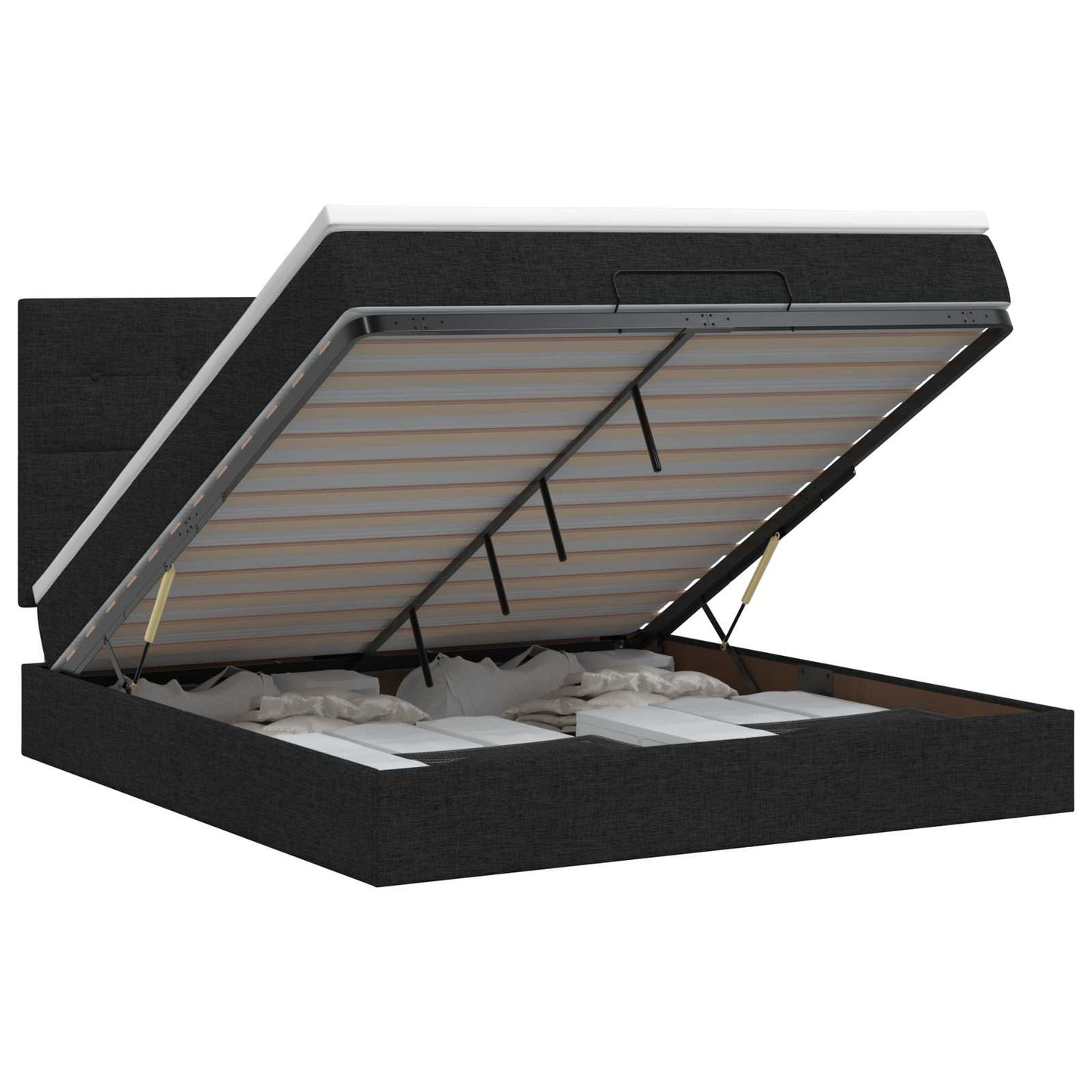 vidaXL Κρεβάτι Ottoman με στρώμα με κεφαλάρι Μαύρο 180 x 200 cm Ύφασμα