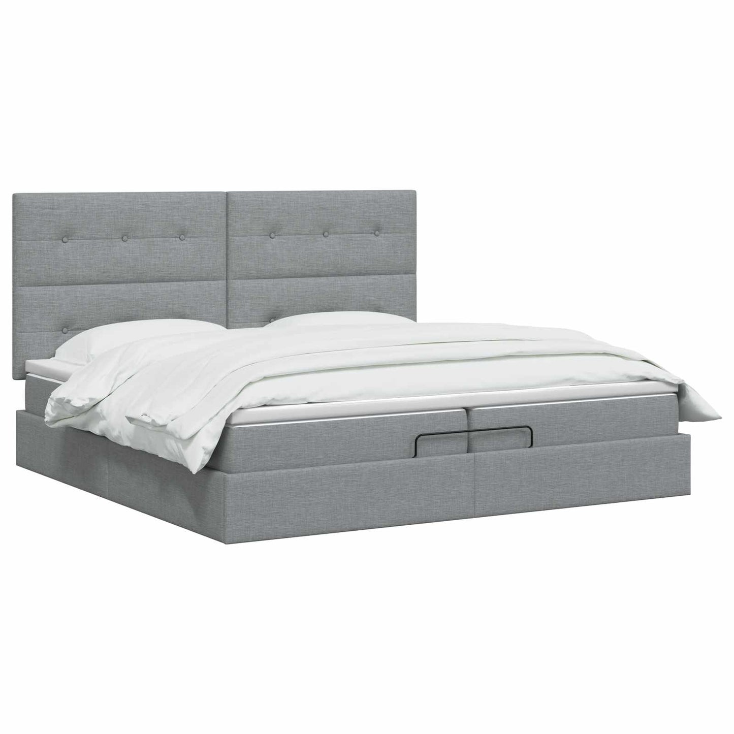 vidaXL Κρεβάτι Ottoman με στρώμα Ανοιχτό γκρι 200 x 200 cm Ύφασμα