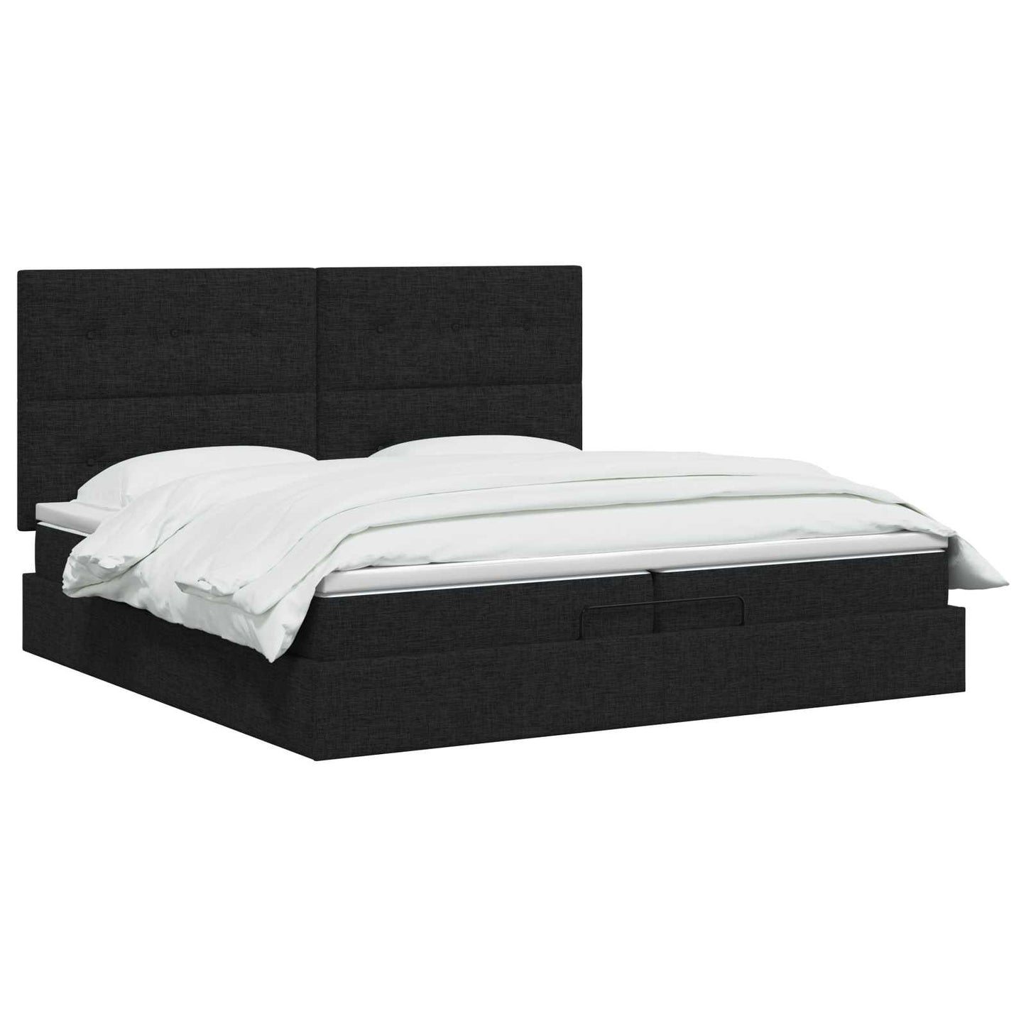 vidaXL Κρεβάτι Ottoman με στρώμα με κεφαλάρι Μαύρο 200 x 200 cm Ύφασμα