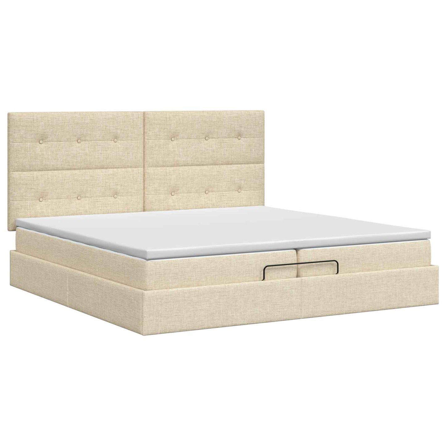 vidaXL Κρεβάτι Ottoman με στρώμα με κεφαλάρι Κρεμ 200 x 200 cm Ύφασμα