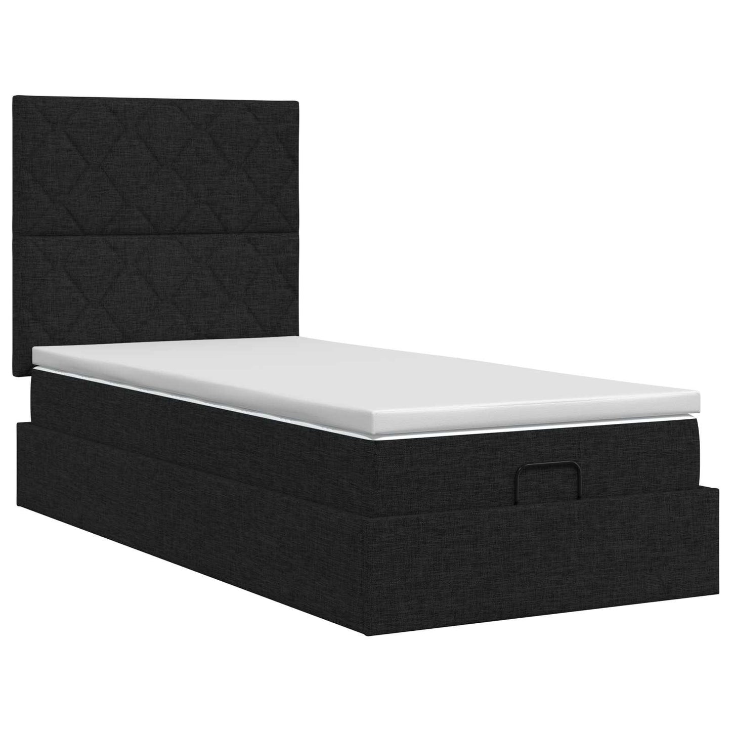 vidaXL Κρεβάτι Ottoman με στρώμα με κεφαλάρι Μαύρο 80 x 200 cm Ύφασμα