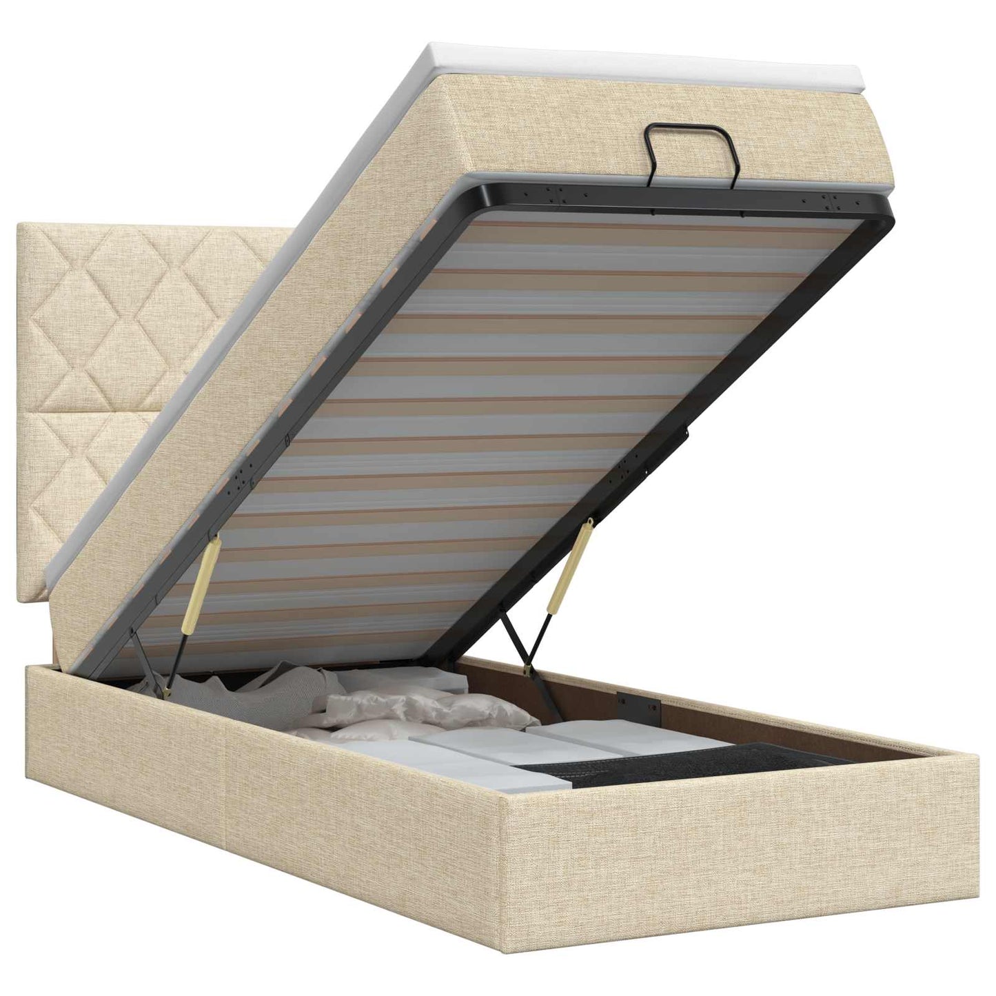 vidaXL Κρεβάτι Ottoman με στρώμα με κεφαλάρι Κρεμ 80 x 200 cm Ύφασμα