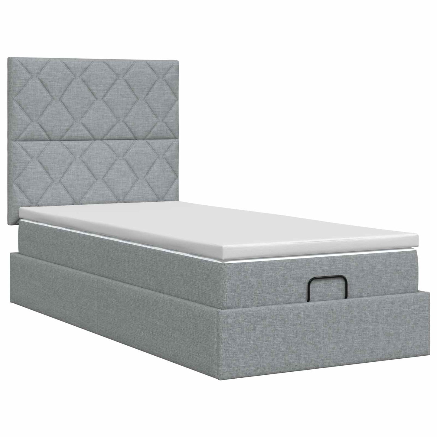 vidaXL Κρεβάτι Ottoman με στρώμα Ανοιχτό γκρι 90 x 190 cm Ύφασμα
