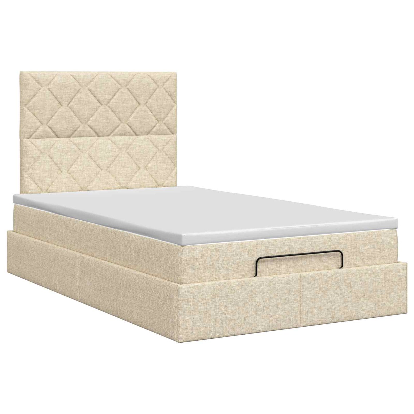 vidaXL Κρεβάτι Ottoman με στρώμα με κεφαλάρι Κρεμ 120 x 190 cm Ύφασμα