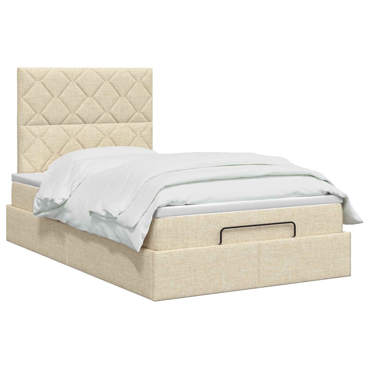 vidaXL Κρεβάτι Ottoman με στρώμα με κεφαλάρι Κρεμ 120 x 190 cm Ύφασμα