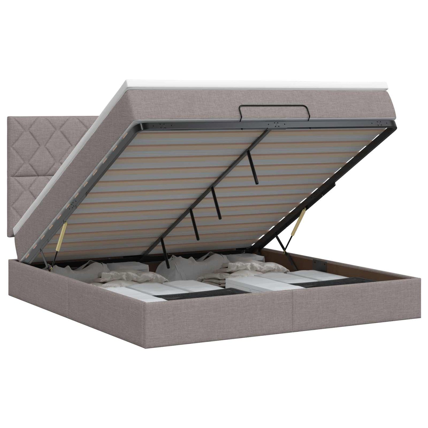vidaXL Κρεβάτι Ottoman με στρώμα με κεφαλάρι Taupe 140 x 200 cm Ύφασμα