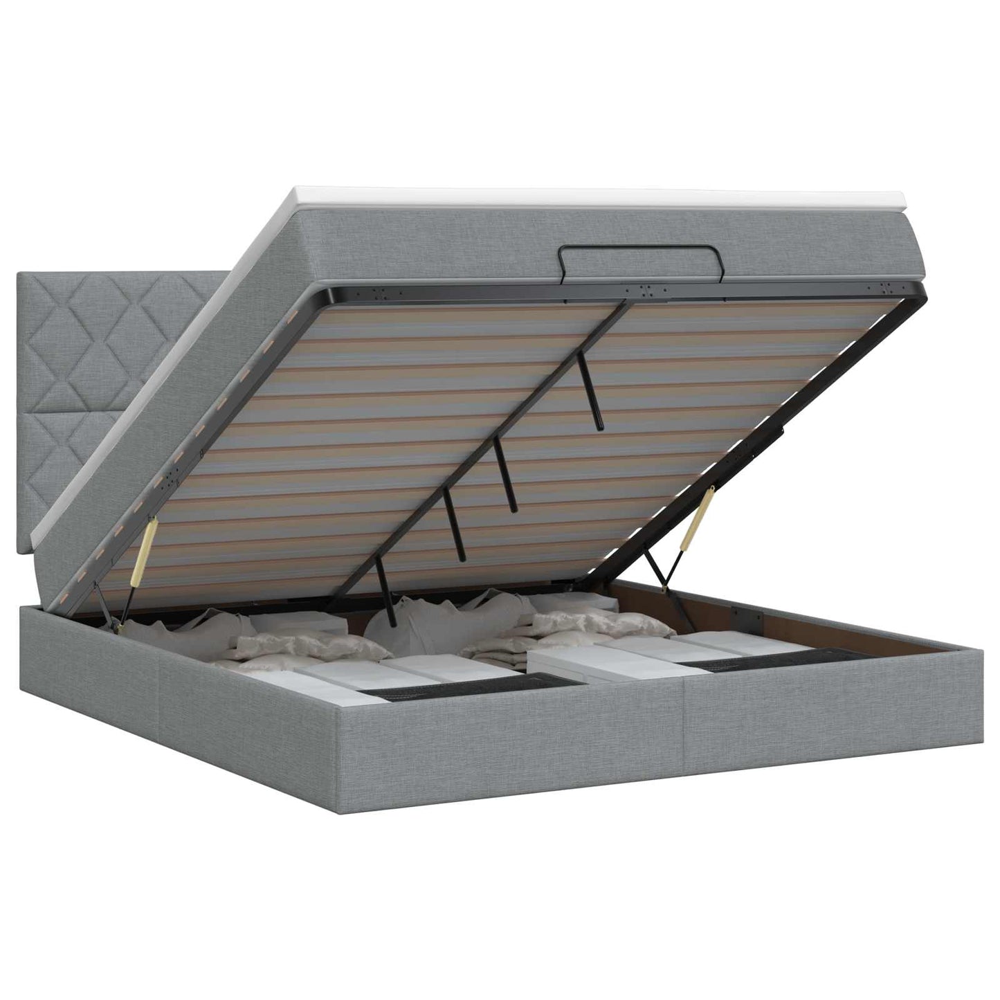 vidaXL Κρεβάτι Ottoman με στρώμα Ανοιχτό γκρι 160 x 200 cm Ύφασμα