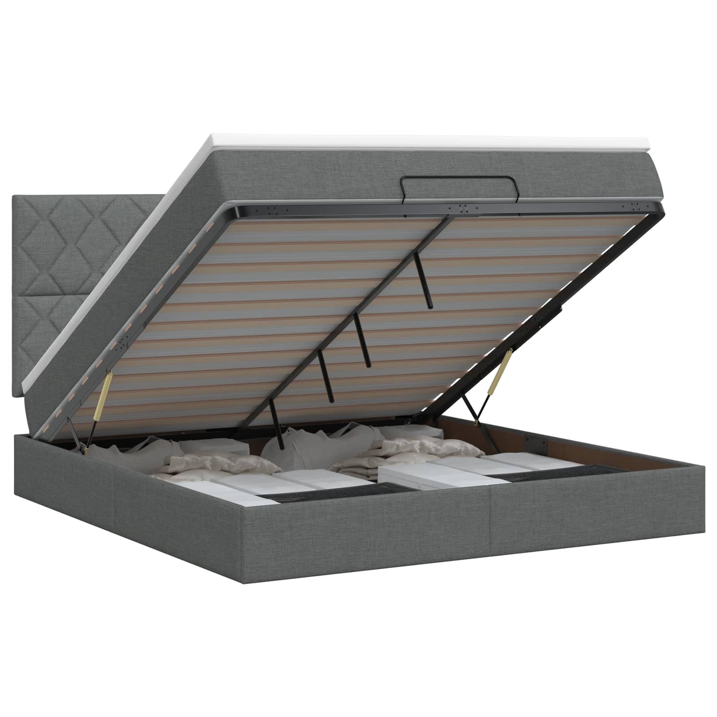 vidaXL Κρεβάτι Ottoman με στρώμα Σκούρο Γκρι 180 x 200 cm Ύφασμα