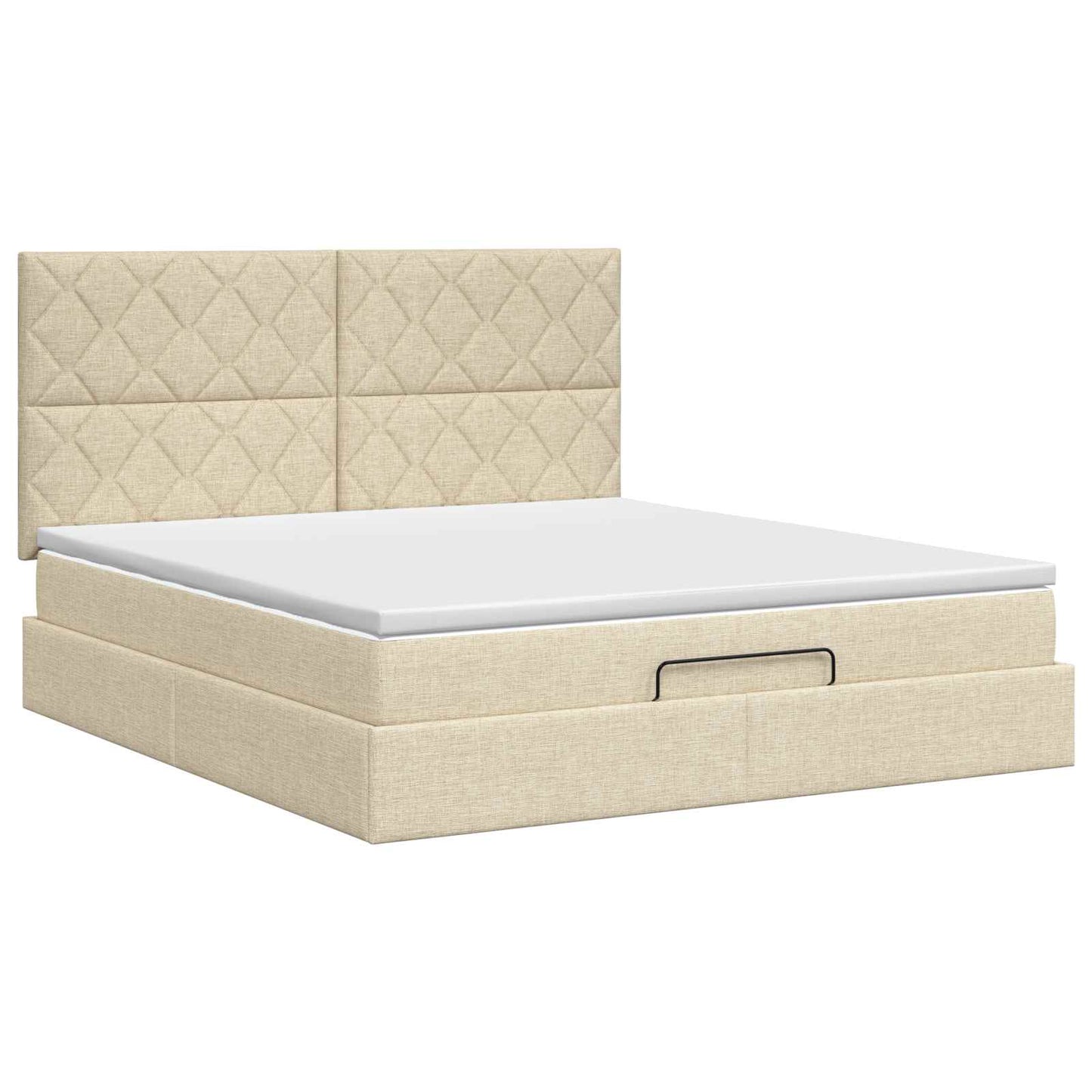 vidaXL Κρεβάτι Ottoman με στρώμα με κεφαλάρι Κρεμ 180 x 200 cm Ύφασμα