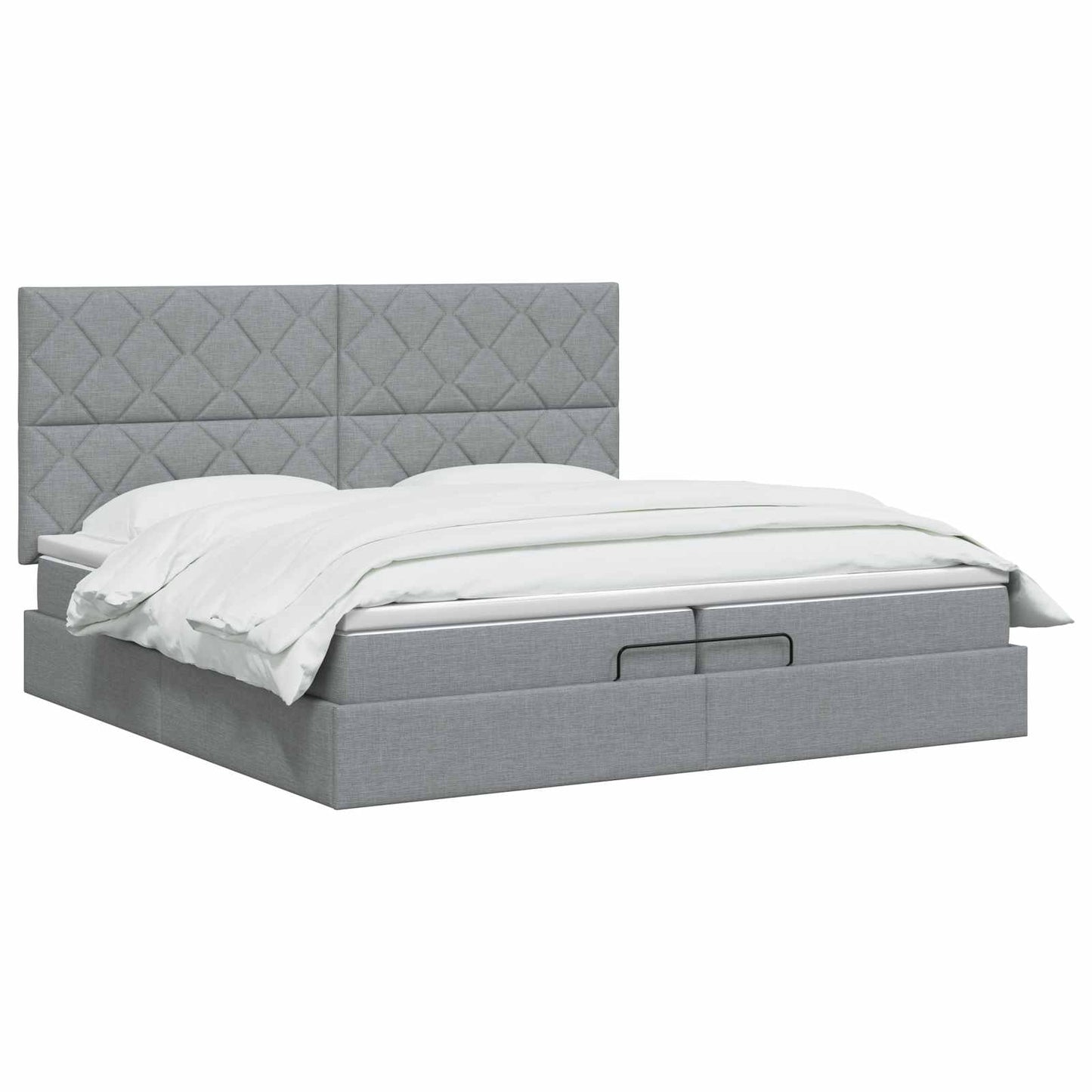 vidaXL Κρεβάτι Ottoman με στρώμα Ανοιχτό γκρι 200 x 200 cm Ύφασμα
