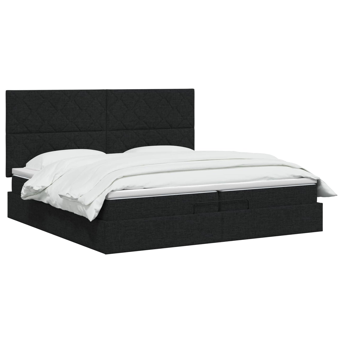 vidaXL Κρεβάτι Ottoman με στρώμα με κεφαλάρι Μαύρο 200 x 200 cm Ύφασμα