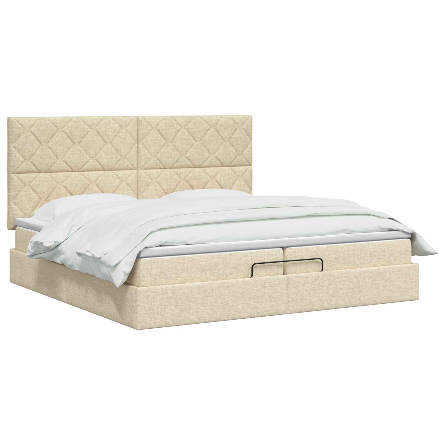 vidaXL Κρεβάτι Ottoman με στρώμα με κεφαλάρι Κρεμ 200 x 200 cm Ύφασμα
