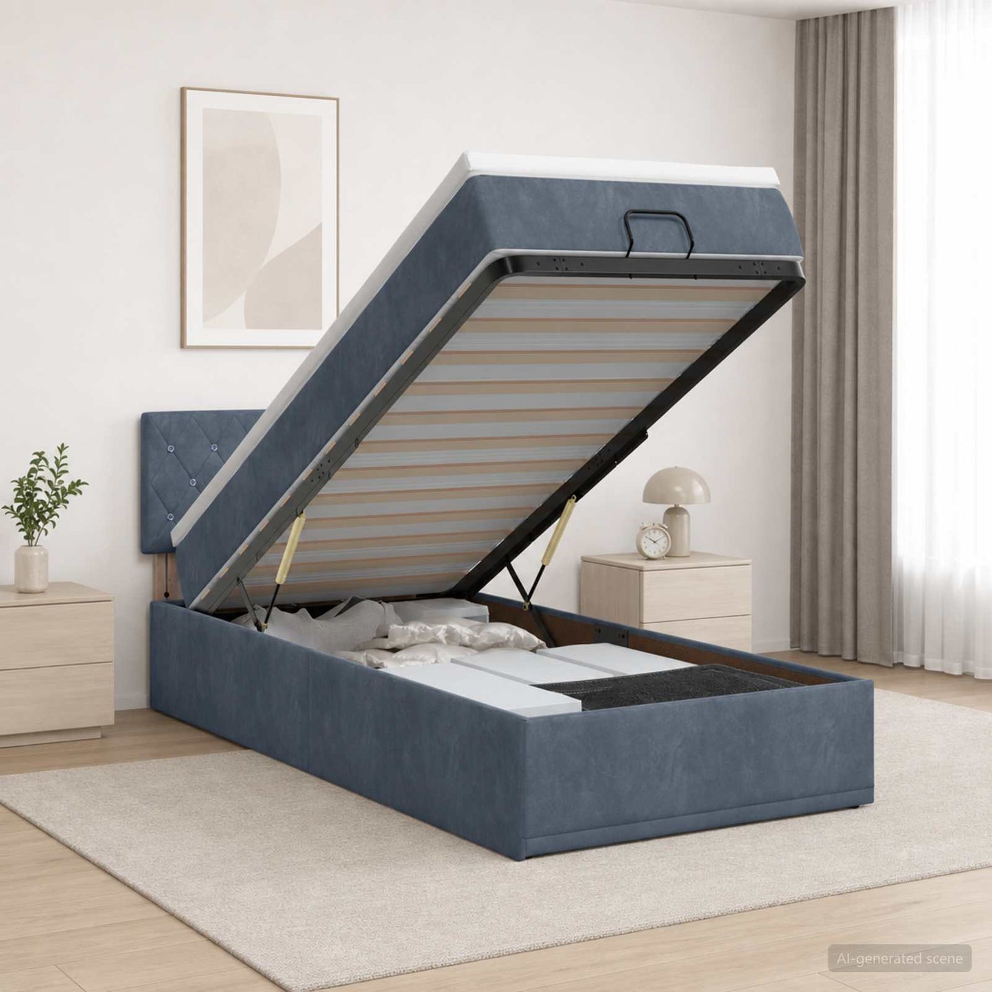vidaXL Κρεβάτι Ottoman με στρώμα Σκούρο Γκρι 90 x 190 cm Βελούδο