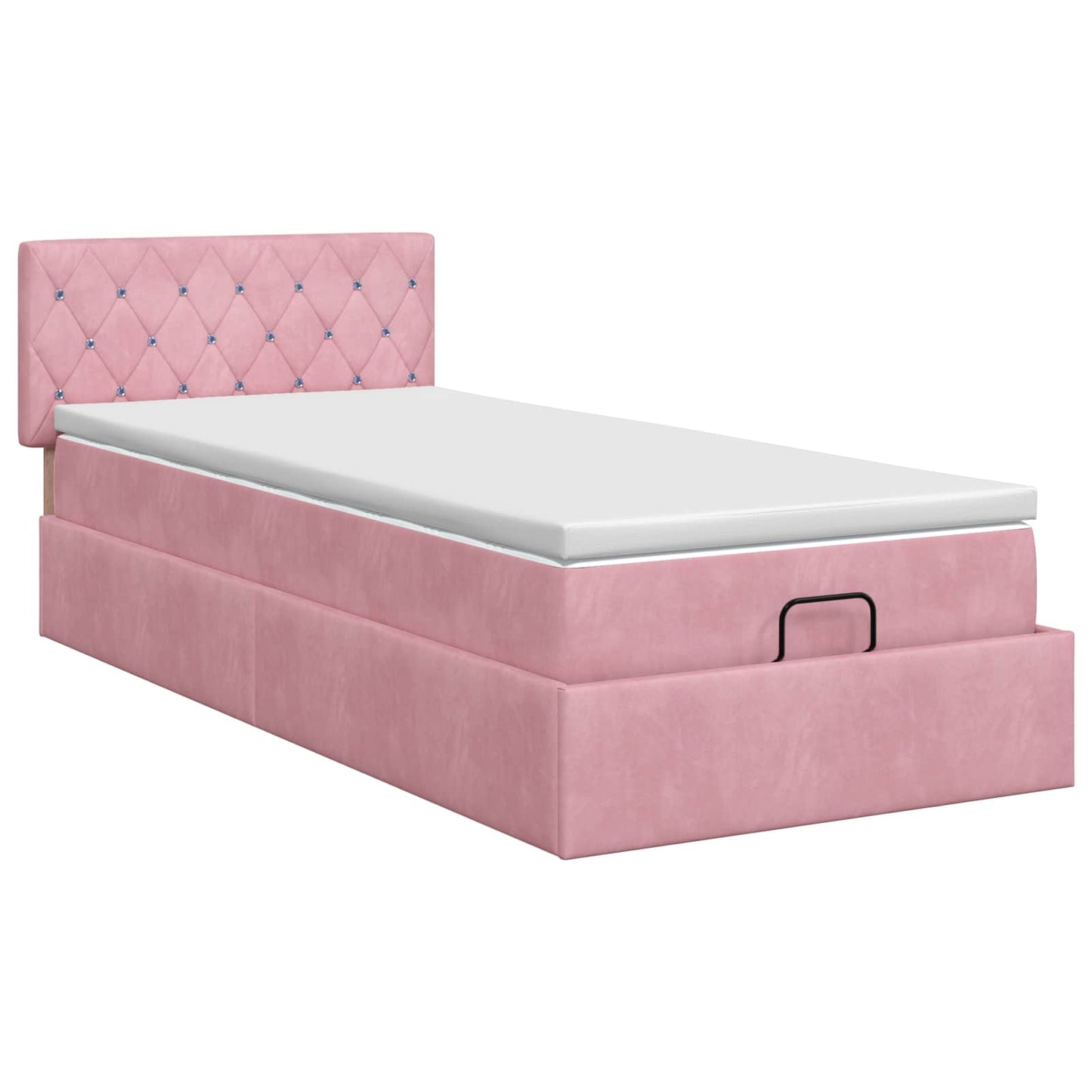vidaXL Κρεβάτι Ottoman με στρώμα με κεφαλάρι Ροζ 80 x 200 cm Βελούδο