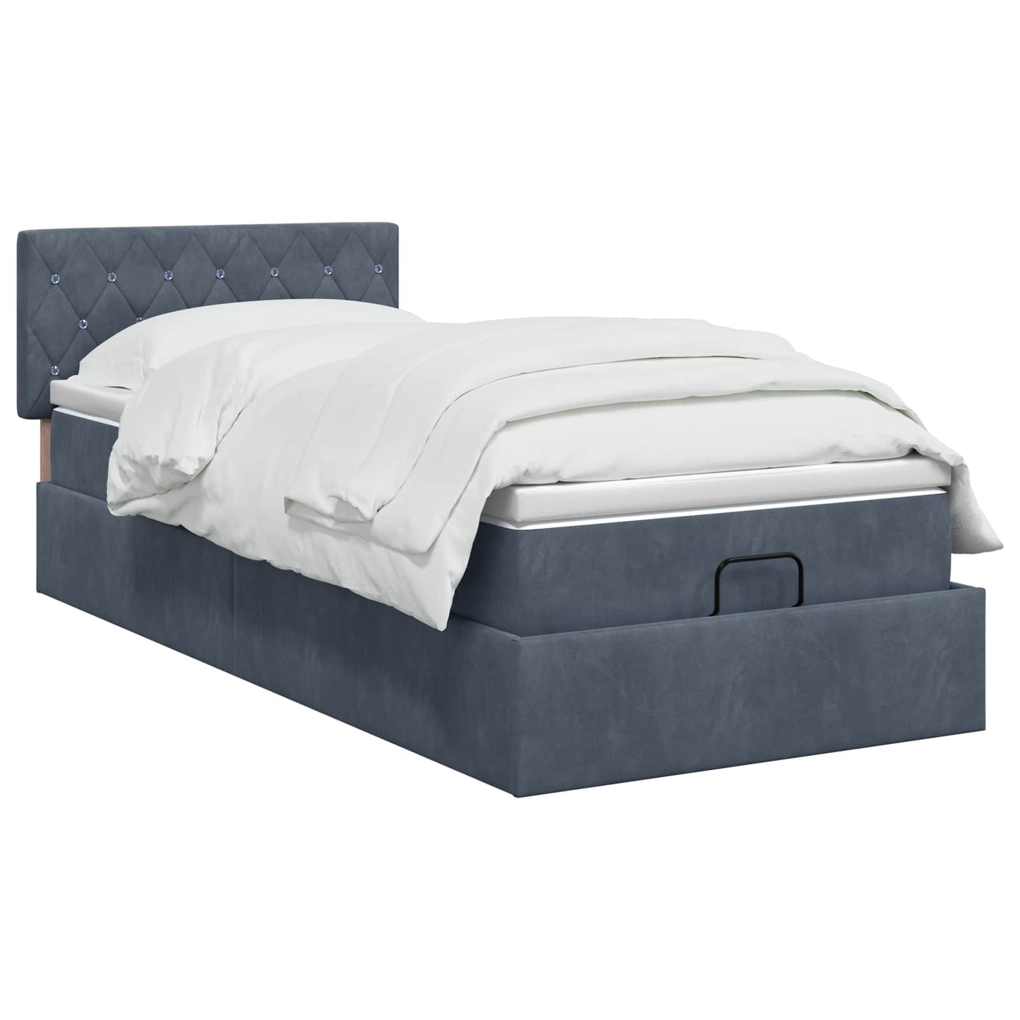 vidaXL Κρεβάτι Ottoman με στρώμα Σκούρο Γκρι 90 x 190 cm Βελούδο