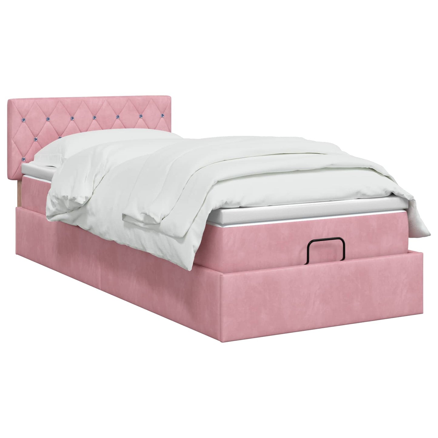 vidaXL Κρεβάτι Ottoman με στρώμα με κεφαλάρι Ροζ 90 x 200 cm Βελούδο