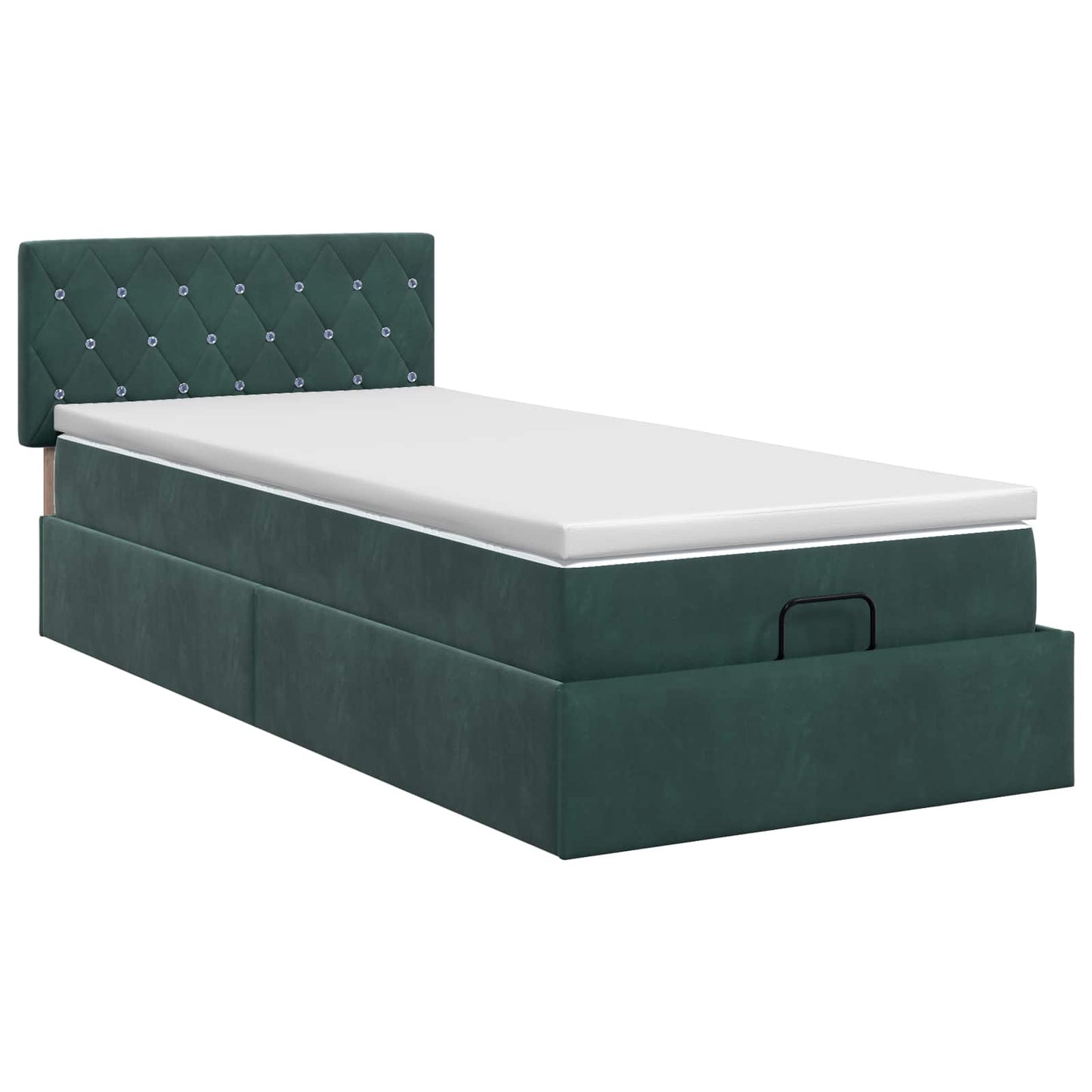 vidaXL Κρεβάτι Ottoman με στρώμα Σκούρο Πράσινο 100 x 200 cm Βελούδο