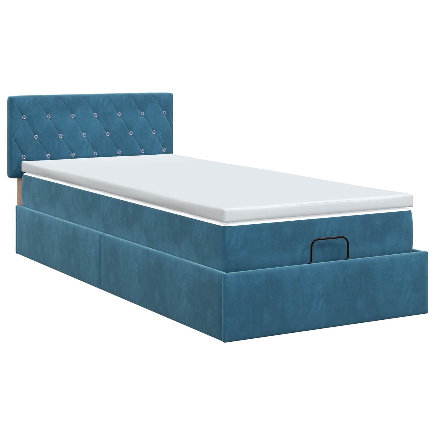 vidaXL Κρεβάτι Ottoman με στρώμα Σκούρο Μπλε 100 x 200 cm Βελούδο