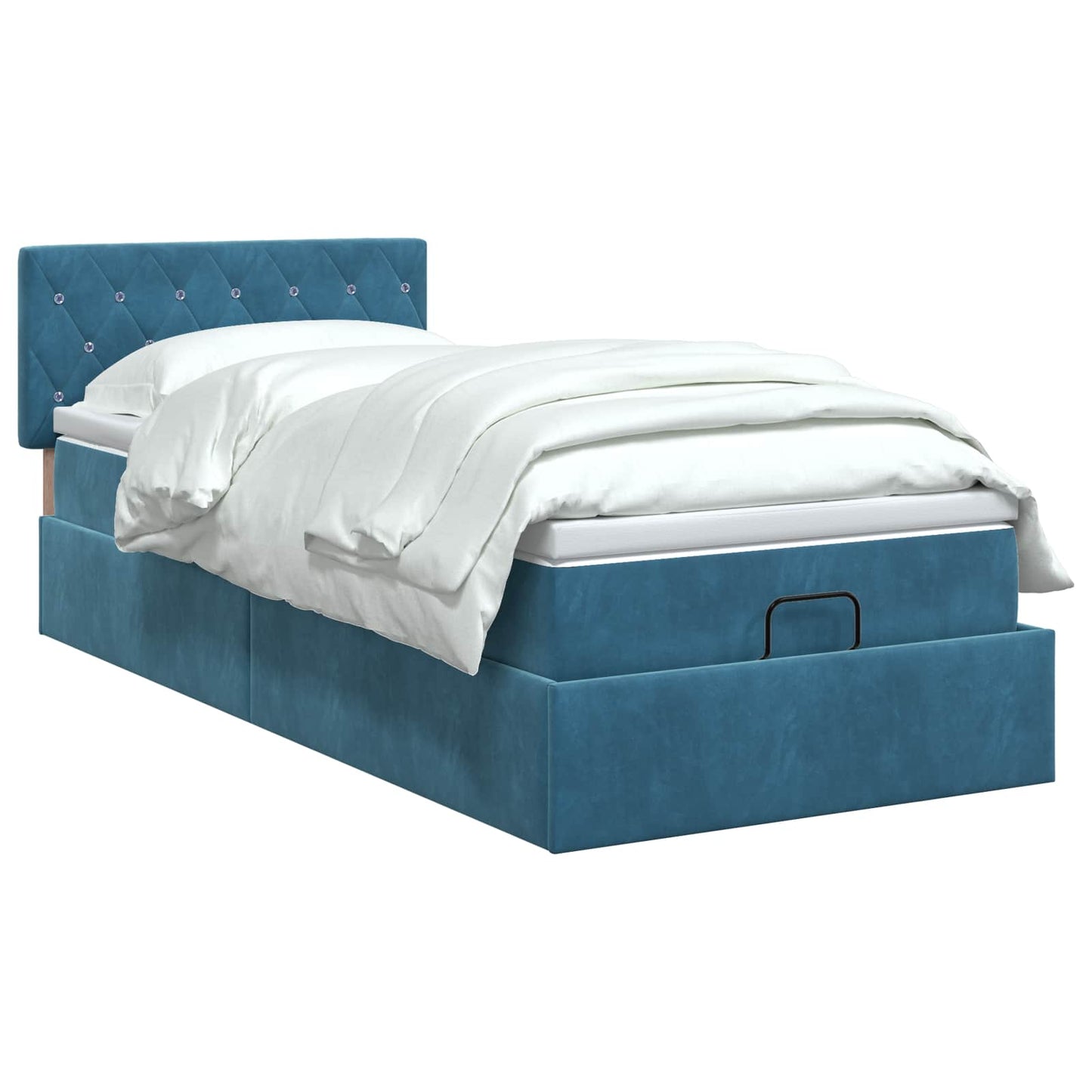 vidaXL Κρεβάτι Ottoman με στρώμα Σκούρο Μπλε 100 x 200 cm Βελούδο