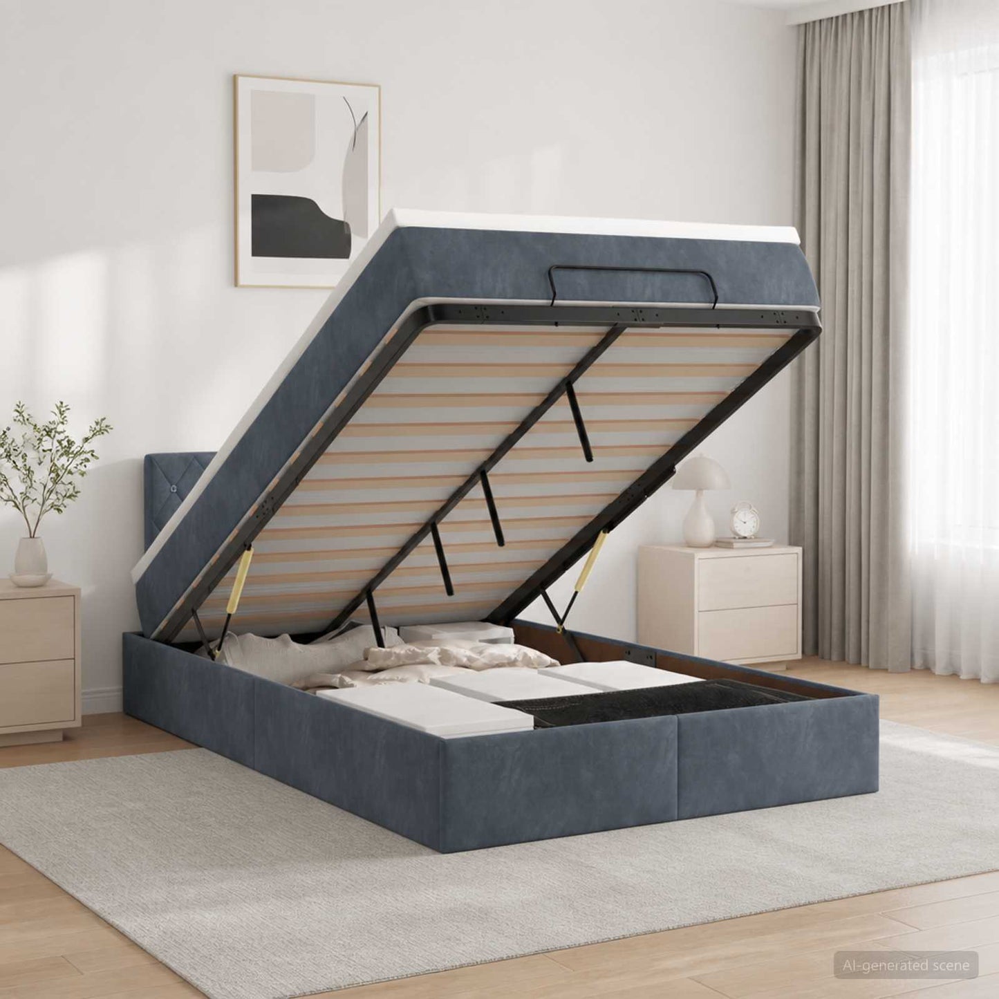 vidaXL Κρεβάτι Ottoman με στρώμα Σκούρο Γκρι 120 x 190 cm Βελούδο