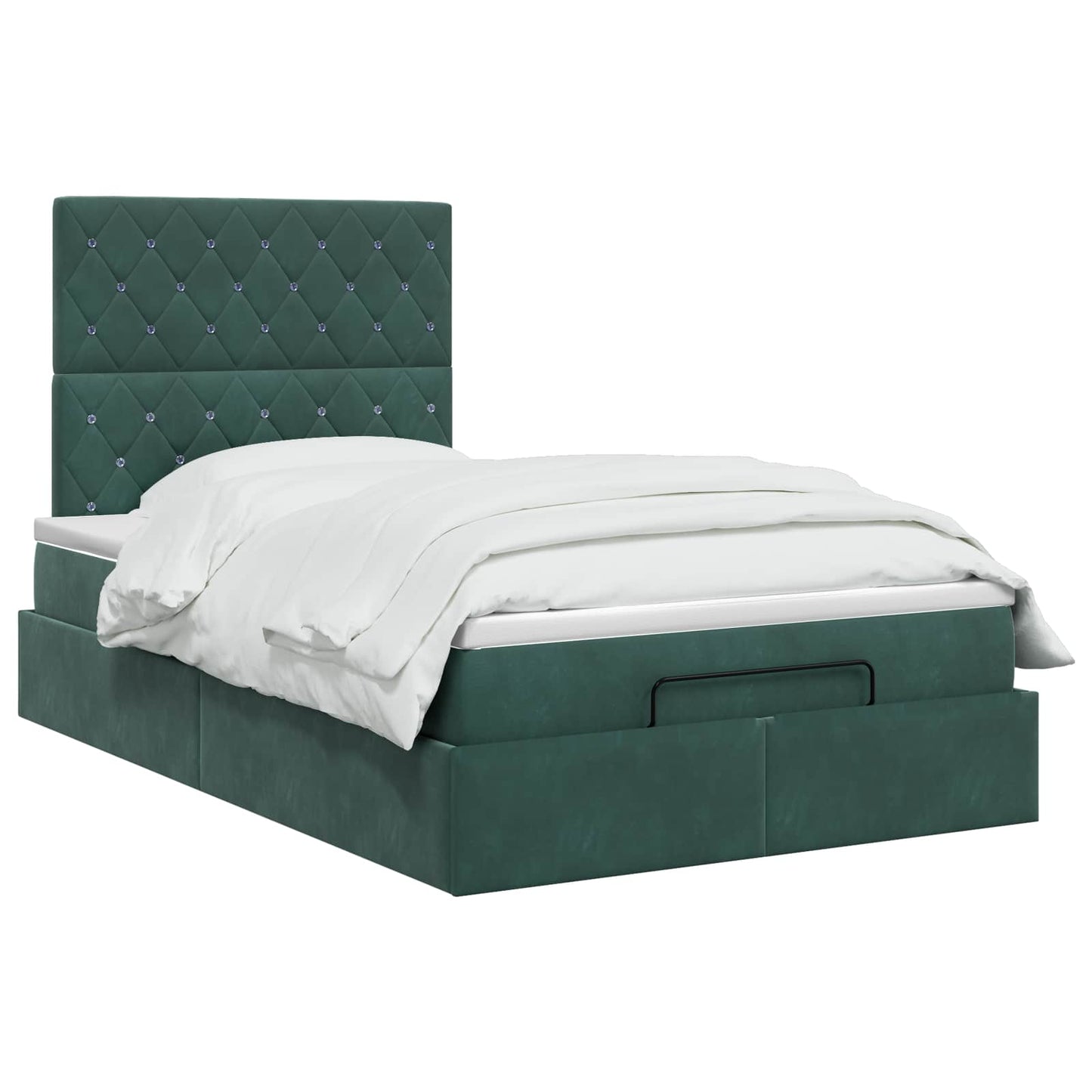 vidaXL Κρεβάτι Ottoman με στρώμα Σκούρο Πράσινο 120 x 190 cm Βελούδο