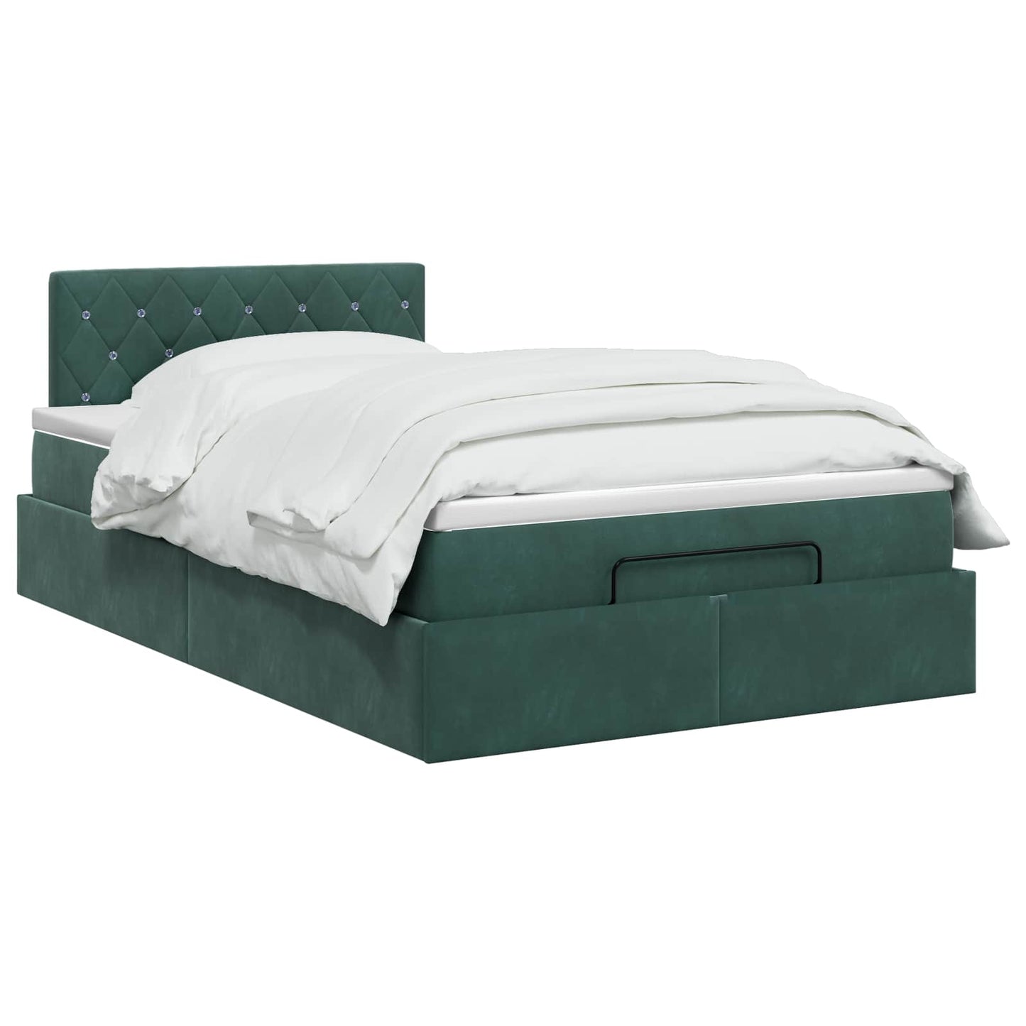 vidaXL Κρεβάτι Ottoman με στρώμα Σκούρο Πράσινο 120 x 200 cm Βελούδο
