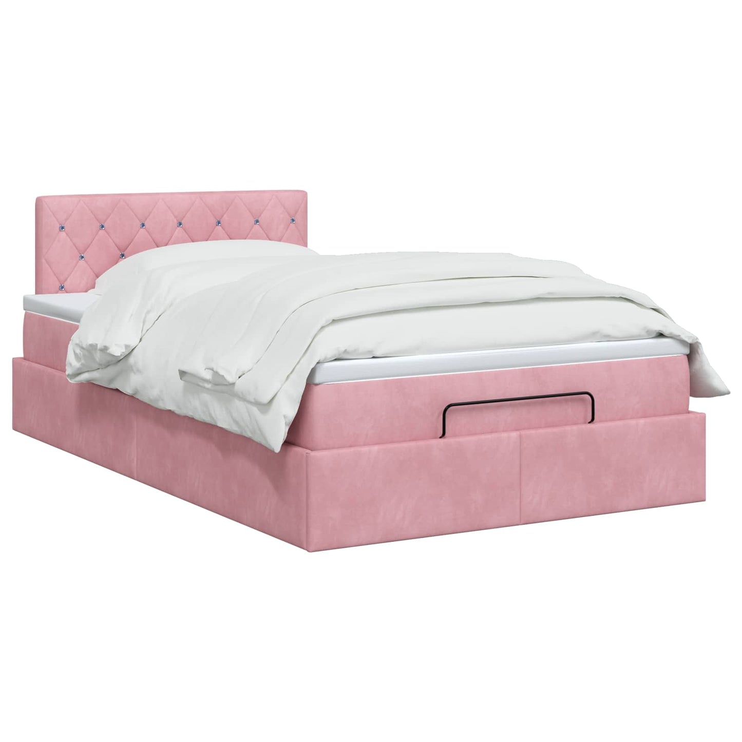 vidaXL Κρεβάτι Ottoman με στρώμα με κεφαλάρι Ροζ 120 x 200 cm Βελούδο