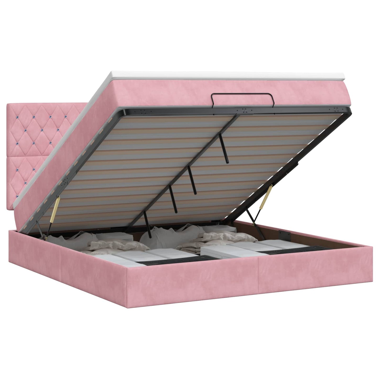 vidaXL Κρεβάτι Ottoman με στρώμα με κεφαλάρι Ροζ 140 x 190 cm Βελούδο