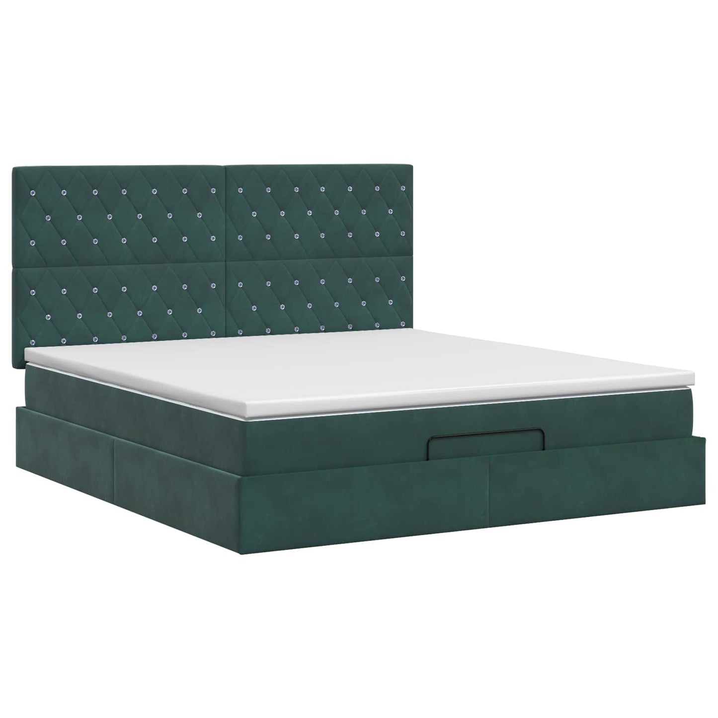 vidaXL Κρεβάτι Ottoman με στρώμα Σκούρο Πράσινο 140 x 200 cm Βελούδο