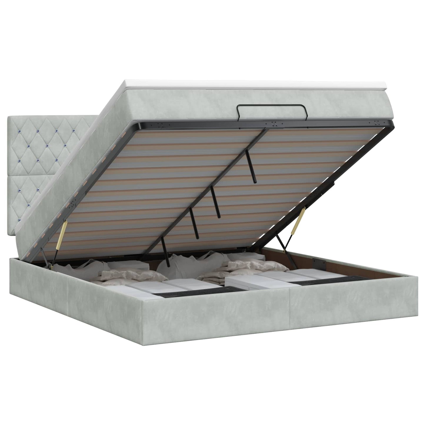 vidaXL Κρεβάτι Ottoman με στρώμα Ανοιχτό γκρι 180 x 200 cm Βελούδο