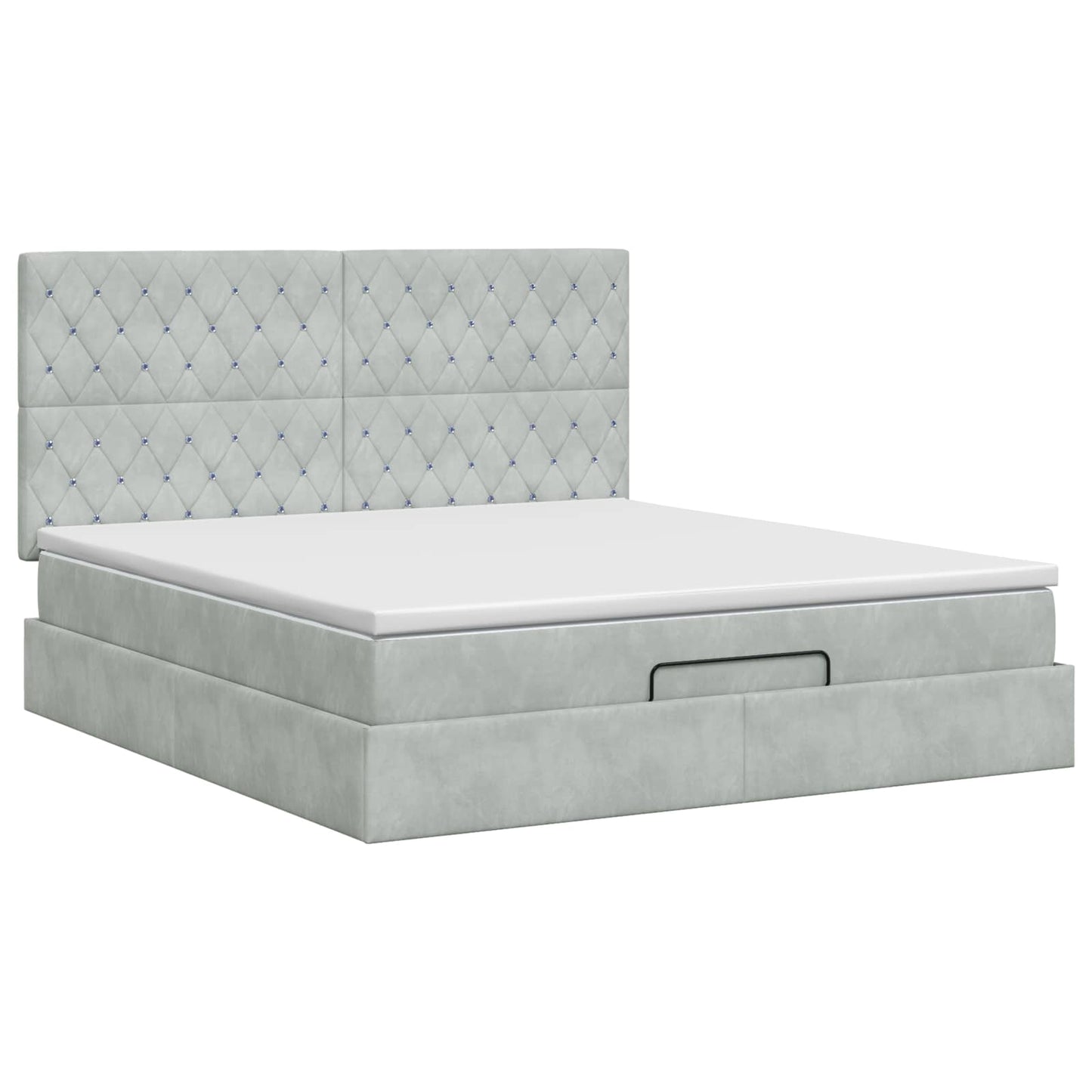 vidaXL Κρεβάτι Ottoman με στρώμα Ανοιχτό γκρι 180 x 200 cm Βελούδο