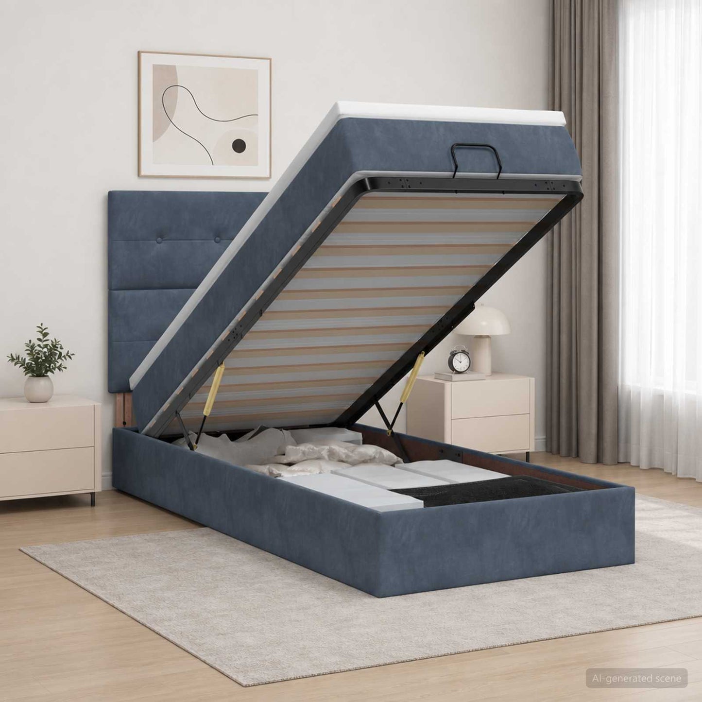 vidaXL Κρεβάτι Ottoman με στρώμα Σκούρο Γκρι 100 x 200 cm Βελούδο