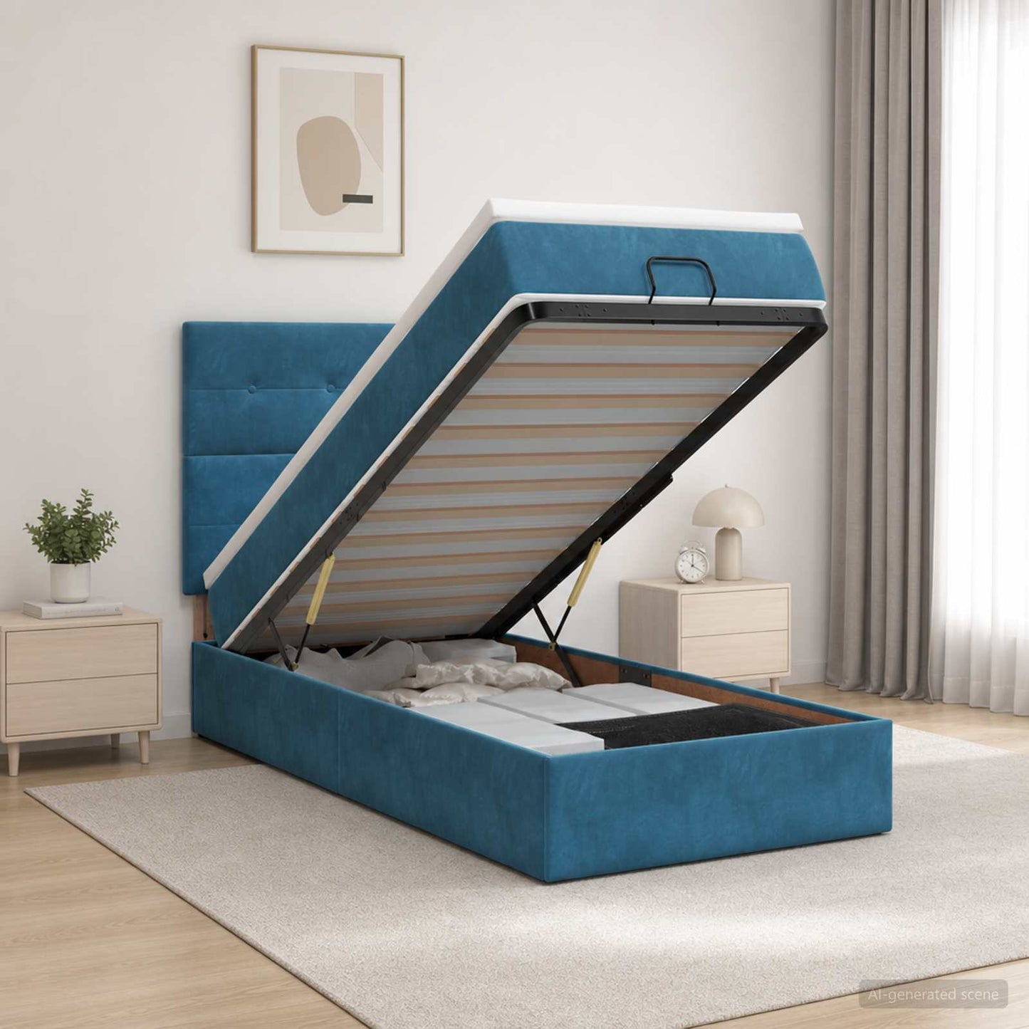 vidaXL Κρεβάτι Ottoman με στρώμα Σκούρο Μπλε 80 x 200 cm Βελούδο