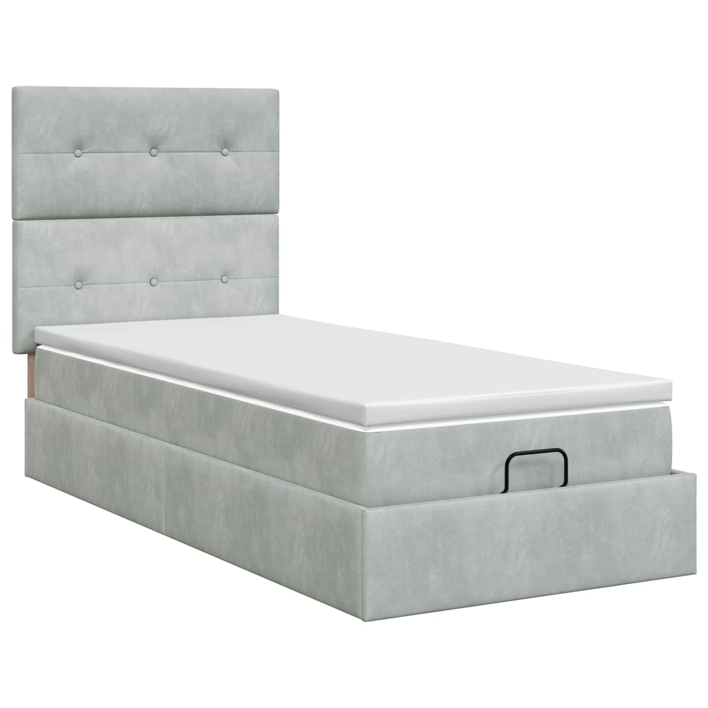 vidaXL Κρεβάτι Ottoman με στρώμα Ανοιχτό γκρι 90 x 190 cm Βελούδο