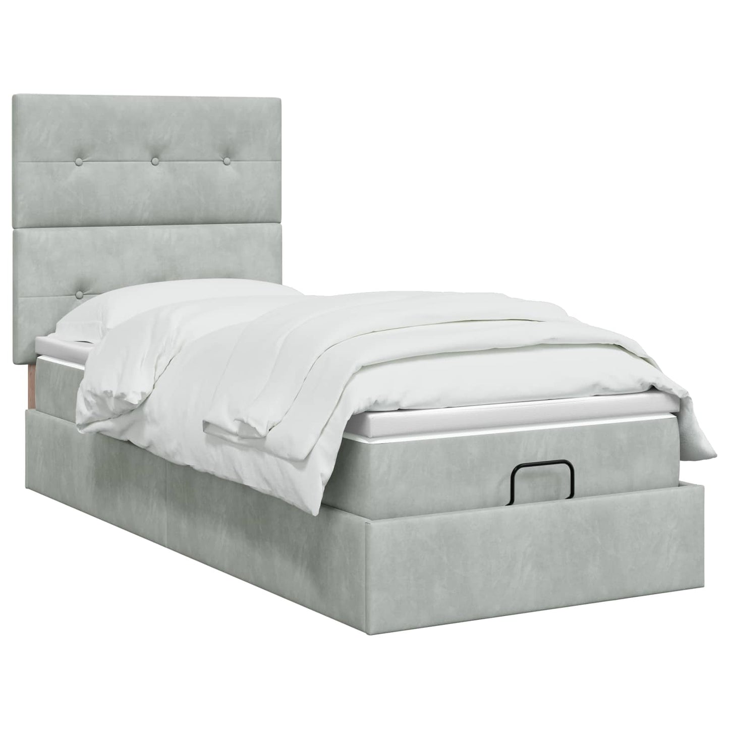 vidaXL Κρεβάτι Ottoman με στρώμα Ανοιχτό γκρι 90 x 190 cm Βελούδο