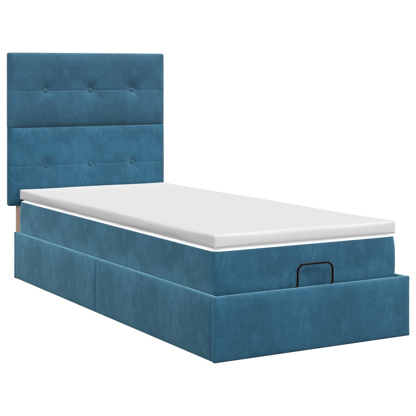 vidaXL Κρεβάτι Ottoman με στρώμα Σκούρο Μπλε 90 x 190 cm Βελούδο