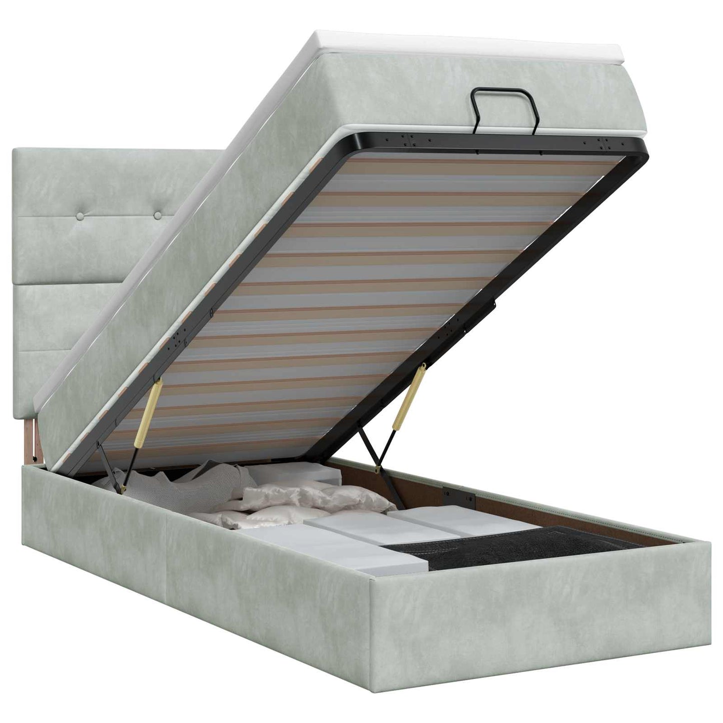 vidaXL Κρεβάτι Ottoman με στρώμα Ανοιχτό γκρι 90 x 200 cm Βελούδο