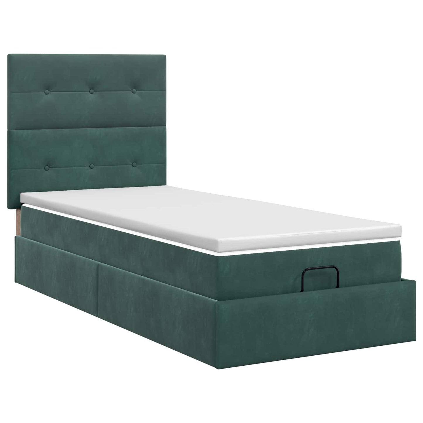 vidaXL Κρεβάτι Ottoman με στρώμα Σκούρο Πράσινο 90 x 200 cm Βελούδο