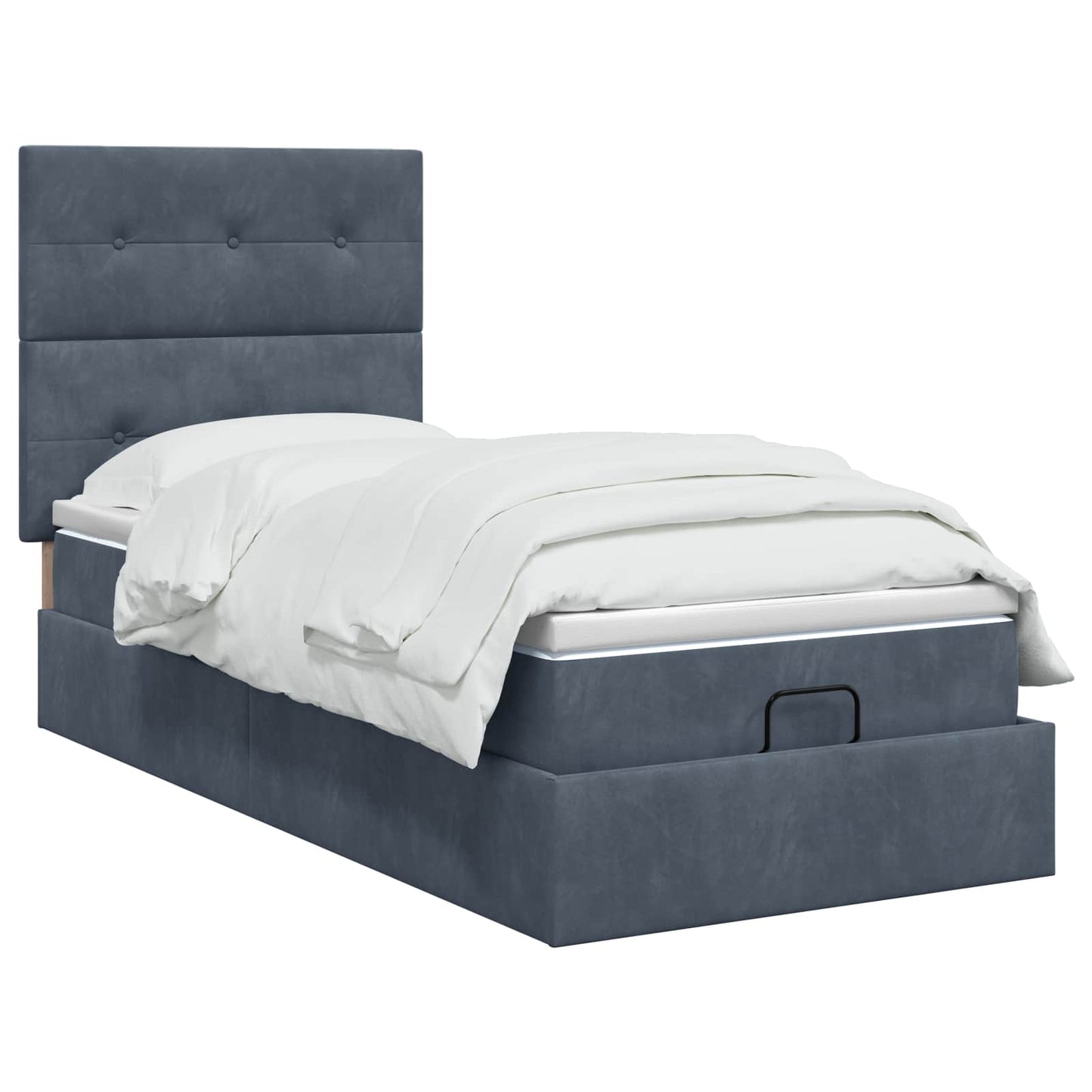 vidaXL Κρεβάτι Ottoman με στρώμα Σκούρο Γκρι 100 x 200 cm Βελούδο